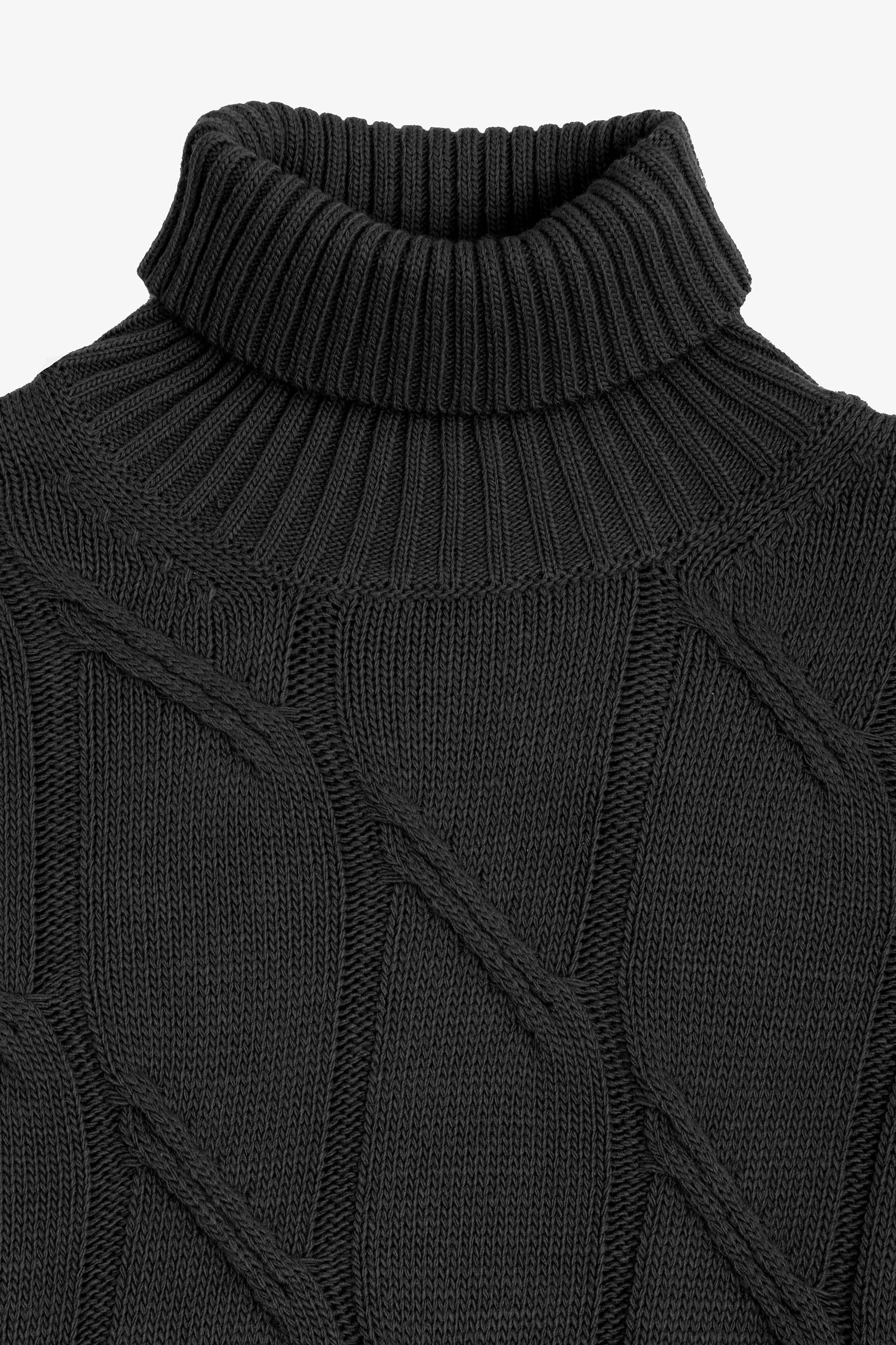 Maglia dolcevita a trecce antracite-Dan John