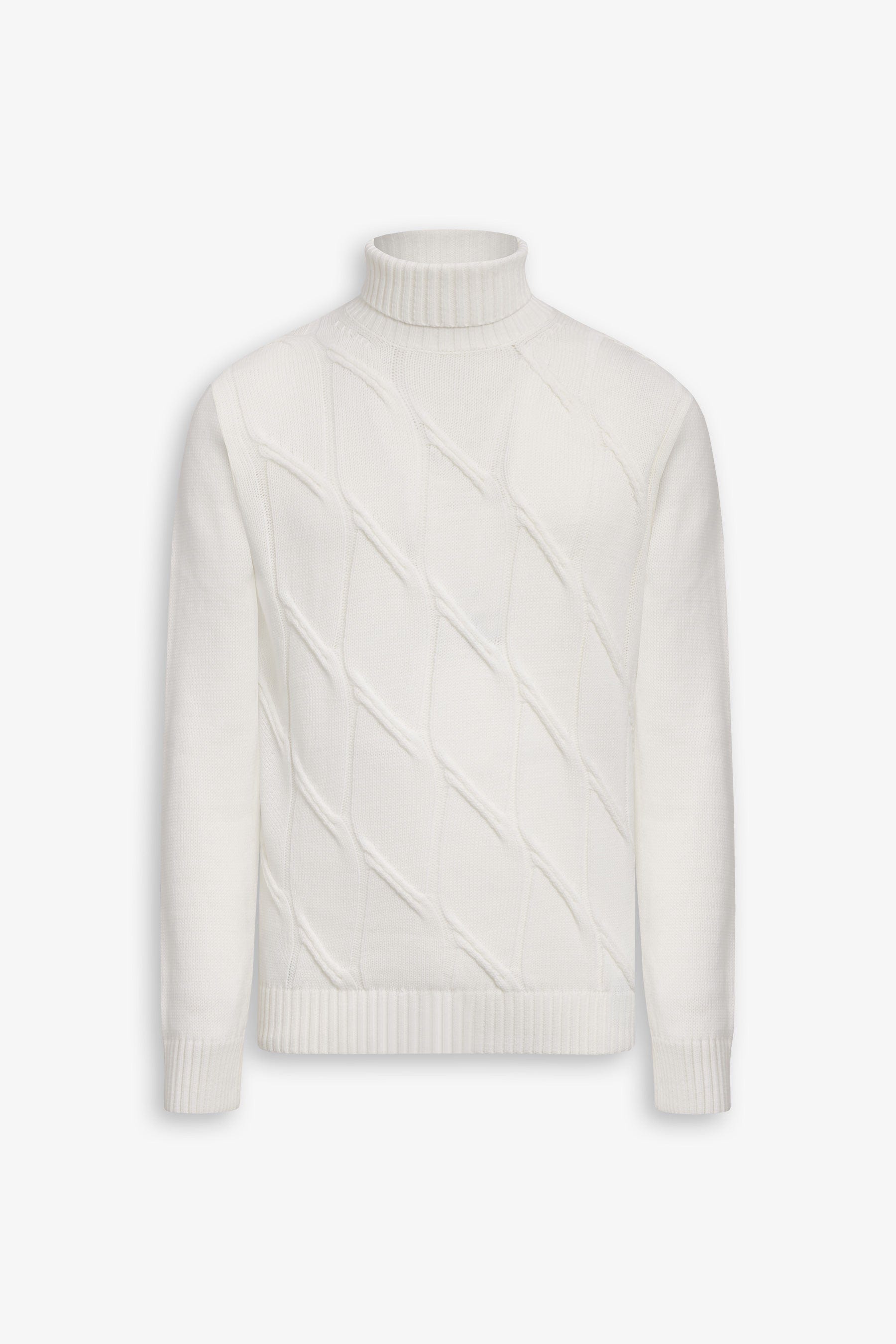 Maglia dolcevita a trecce panna-Dan John