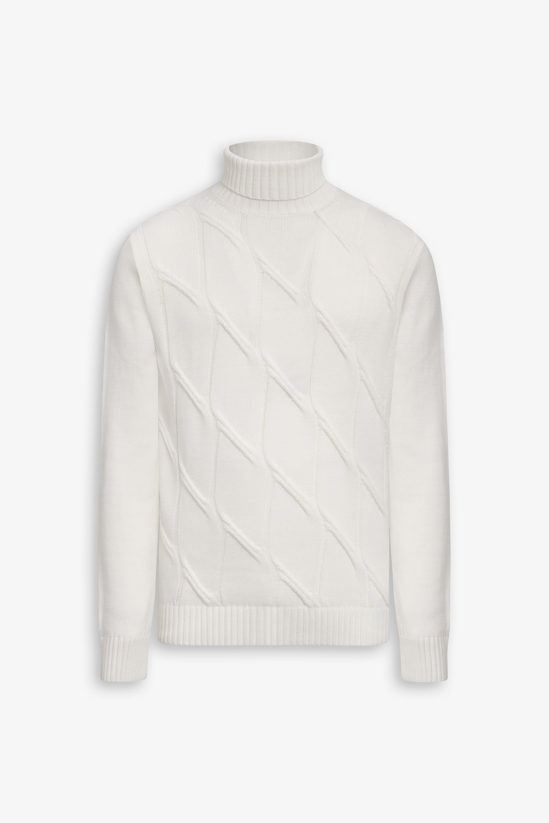 Maglia dolcevita a trecce panna-Dan John