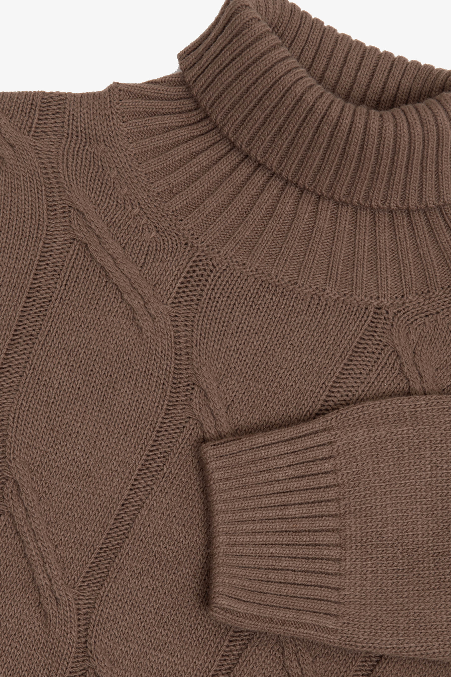 Maglia dolcevita a trecce tortora-Dan John