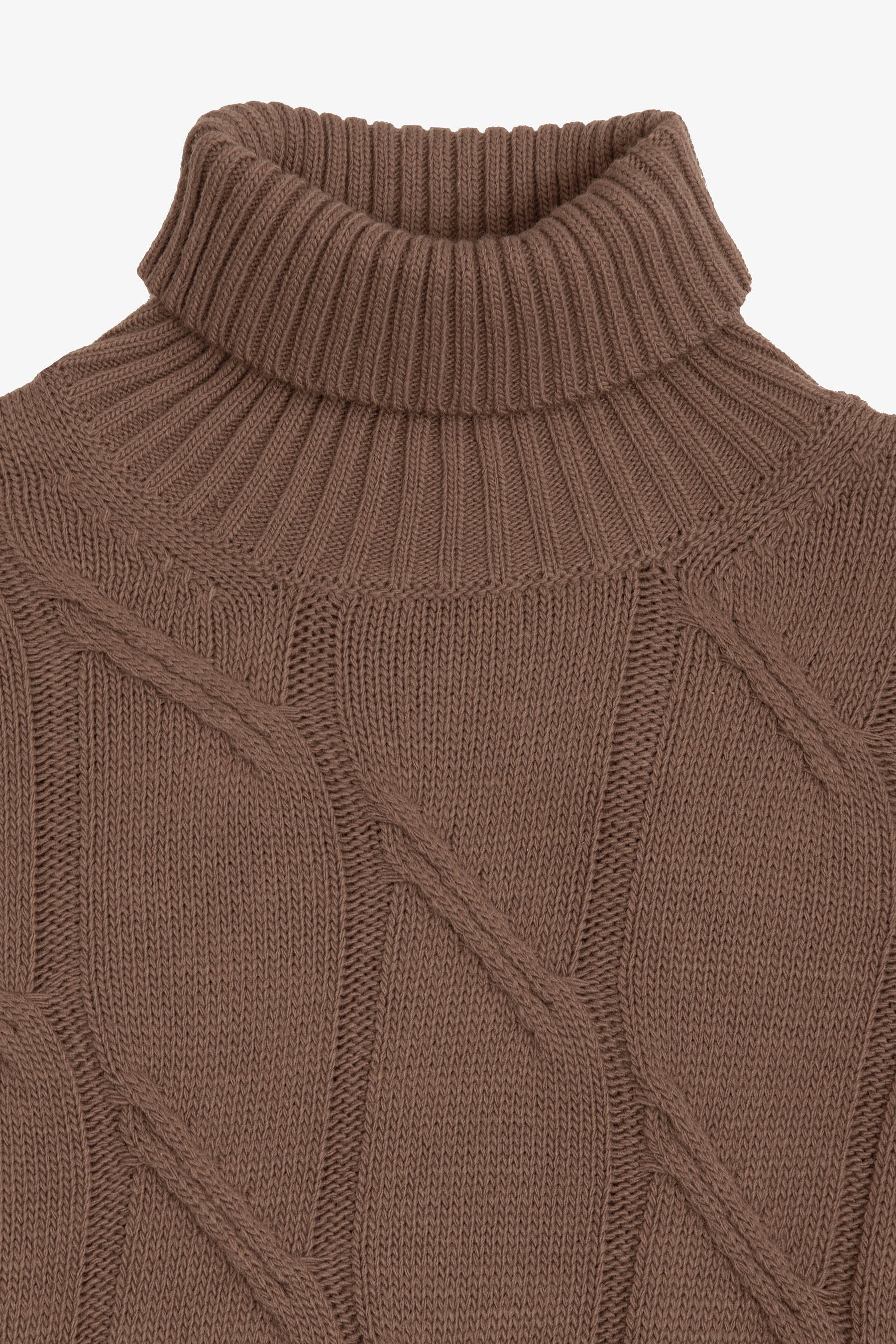 Maglia dolcevita a trecce tortora-Dan John