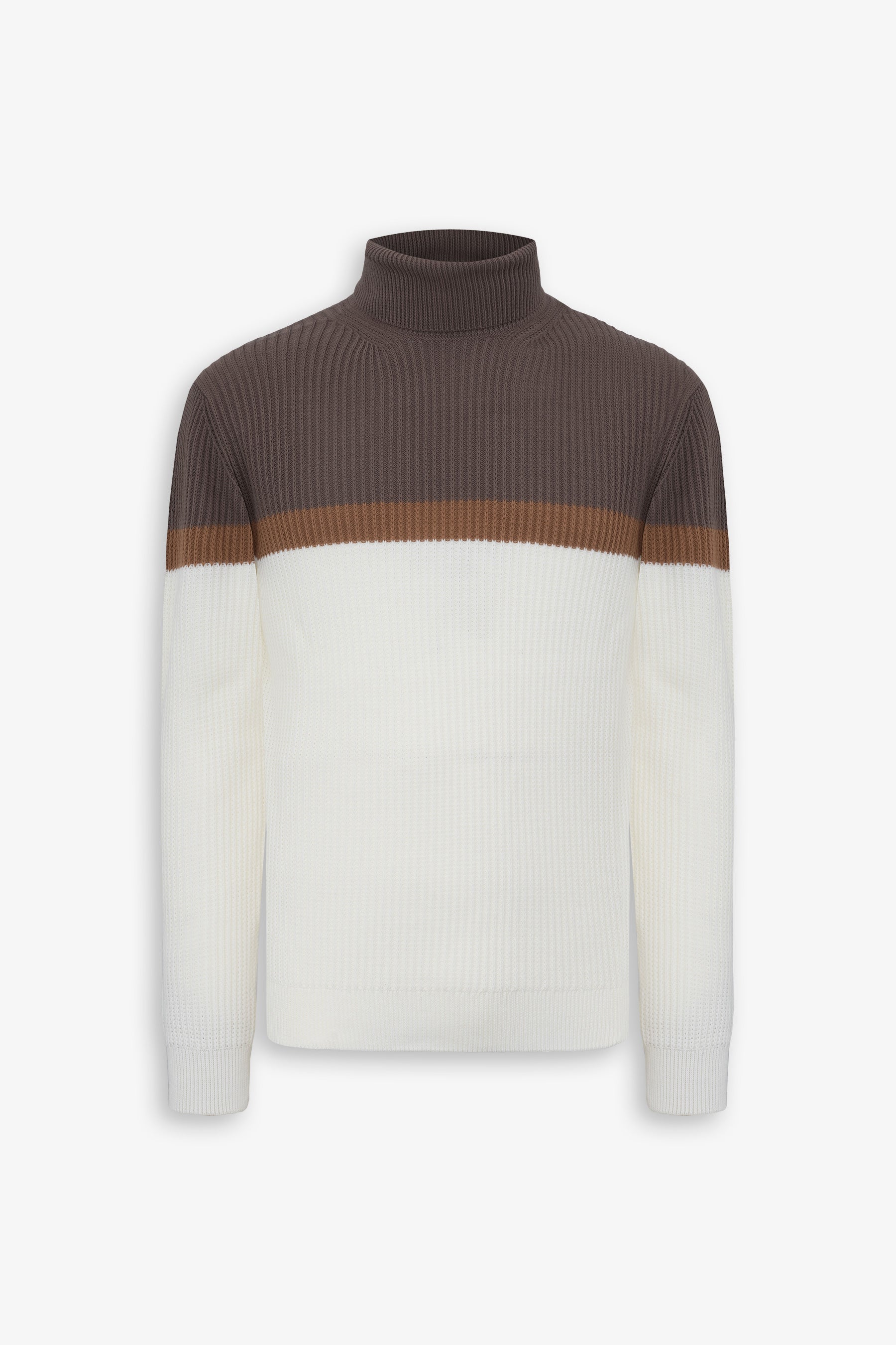 Maglia dolcevita riga fina panna-Dan John