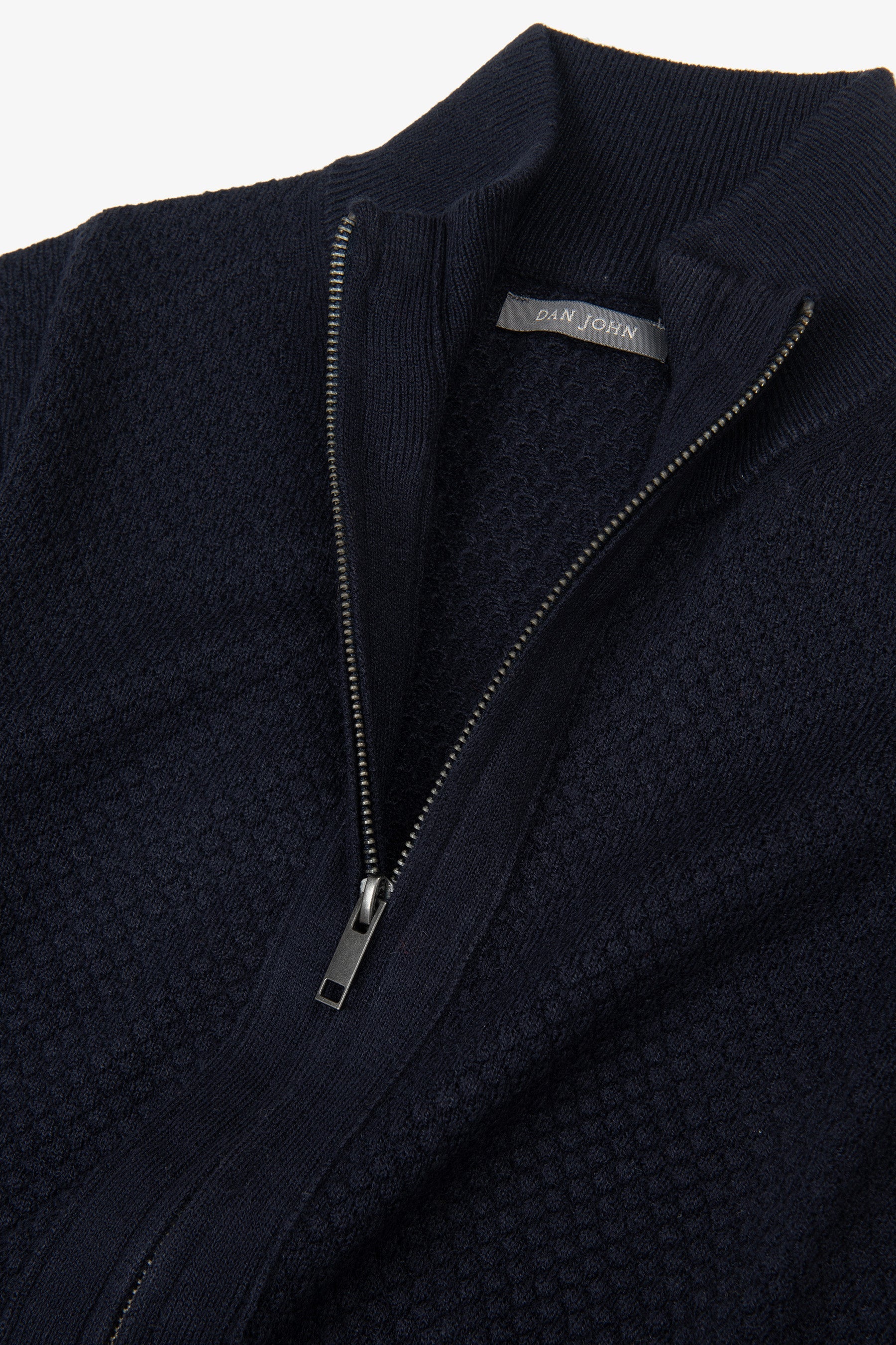 Maglia full zip punto diamante blu-Dan John