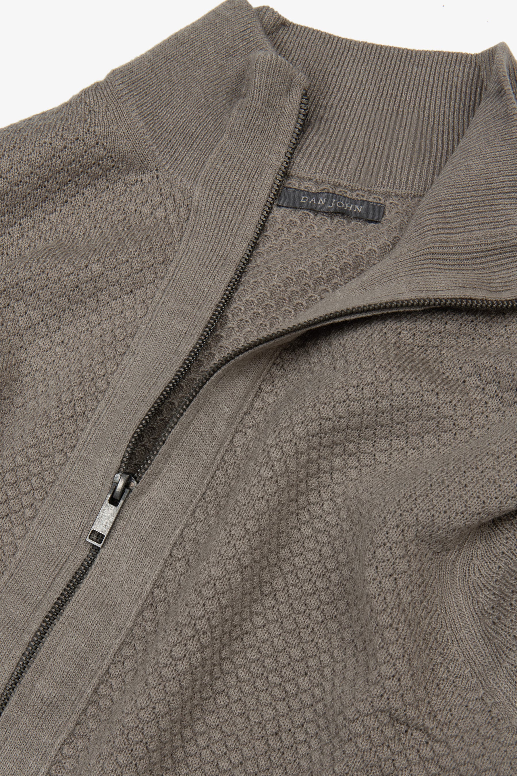 Maglia full zip punto diamante tortora-Dan John