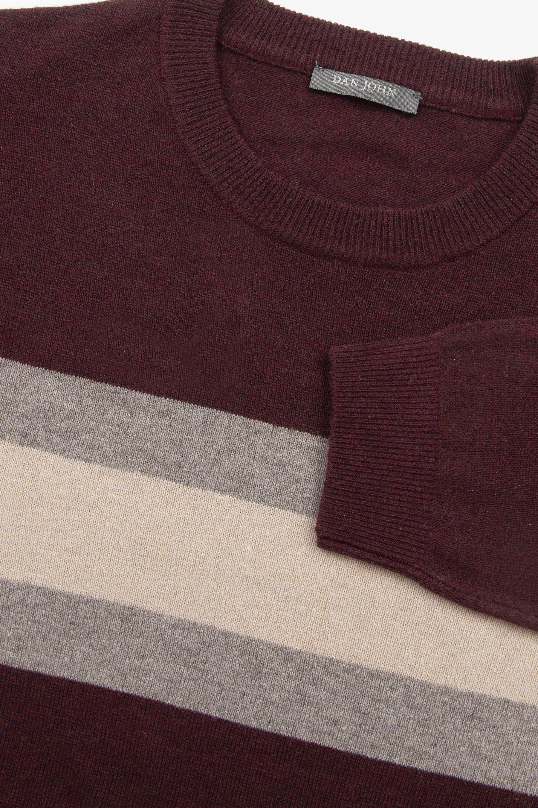 Maglia girocollo a righe piazzate bordeaux-Dan John