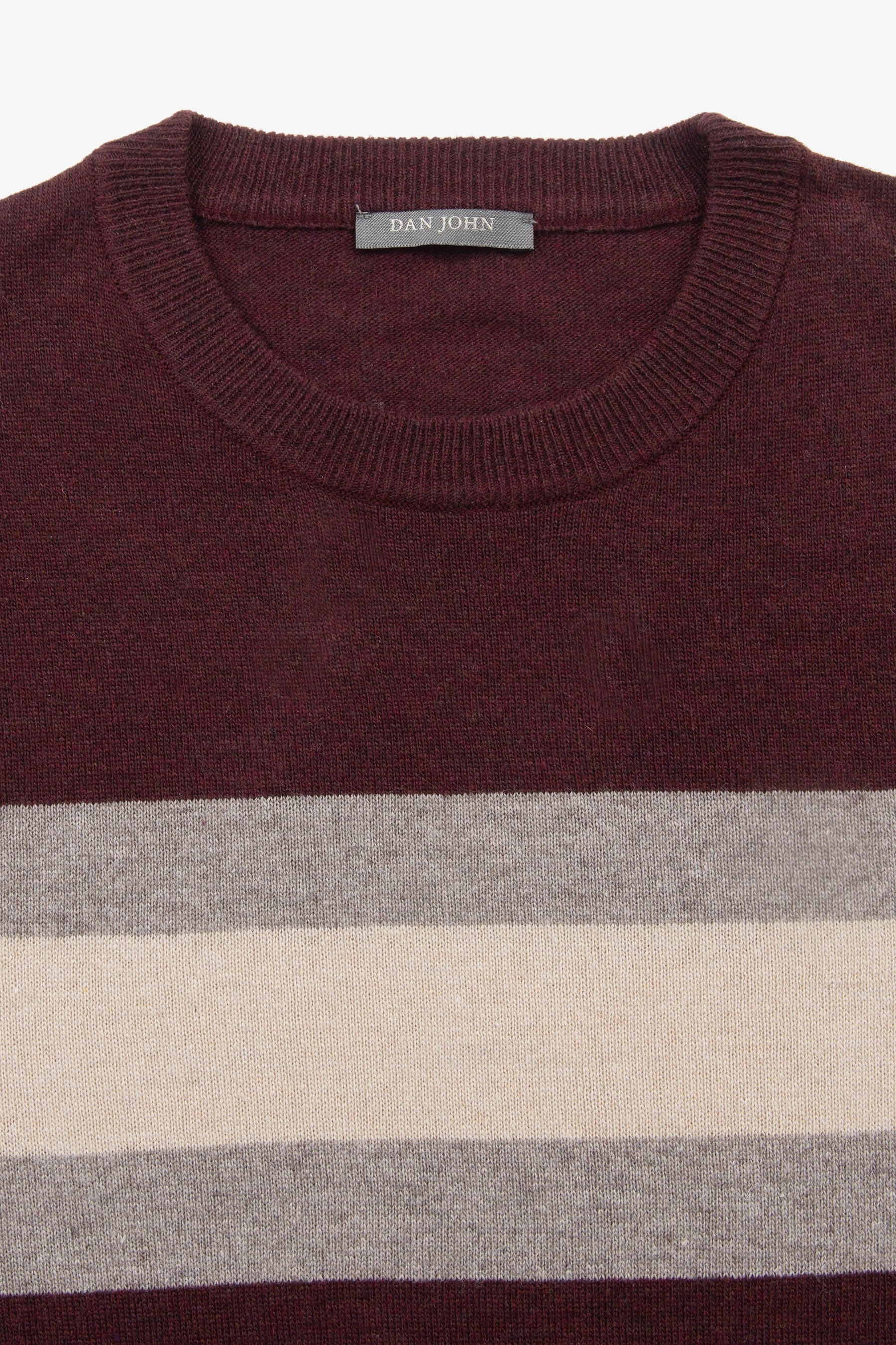 Maglia girocollo a righe piazzate bordeaux-Dan John