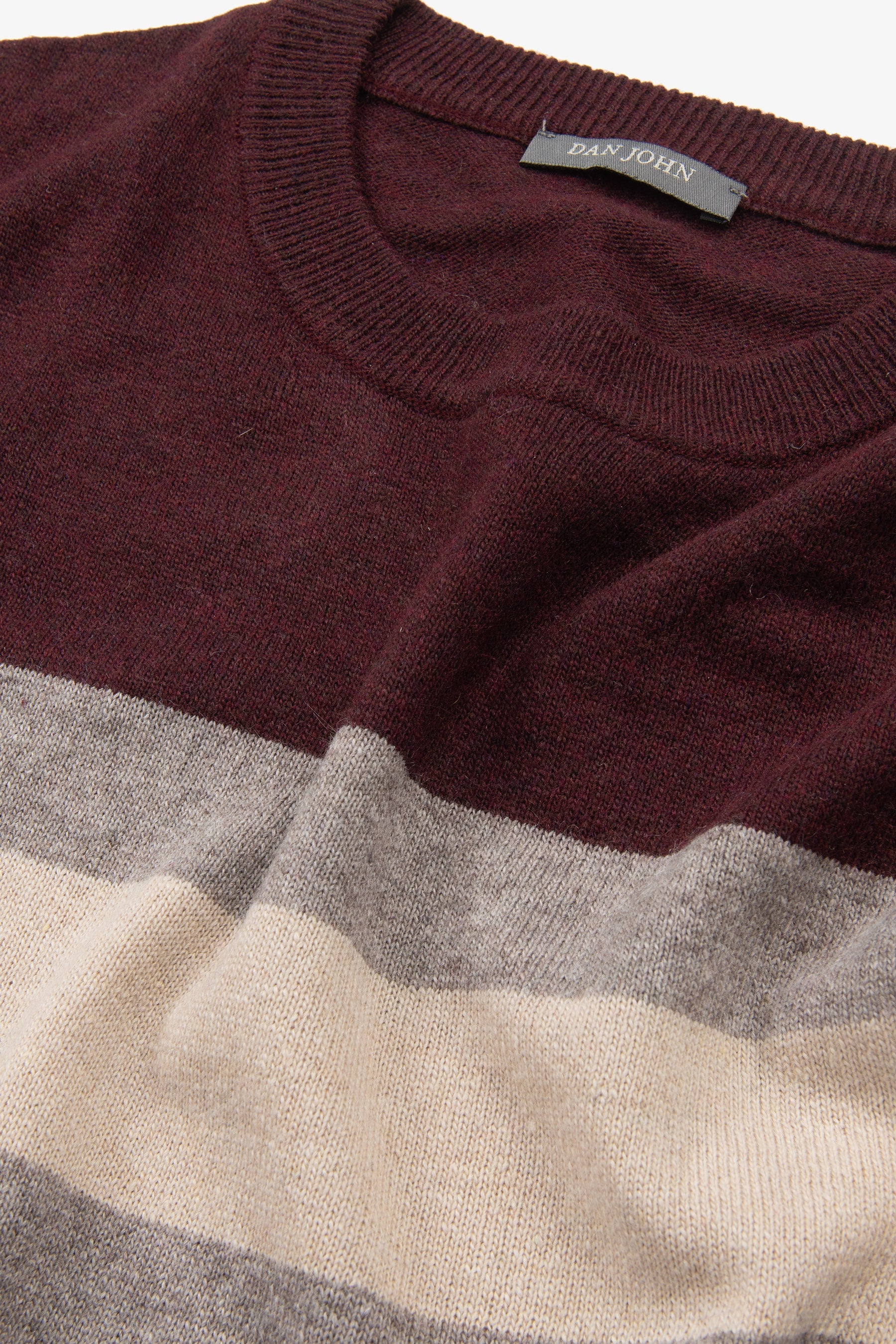 Maglia girocollo a righe piazzate bordeaux-Dan John