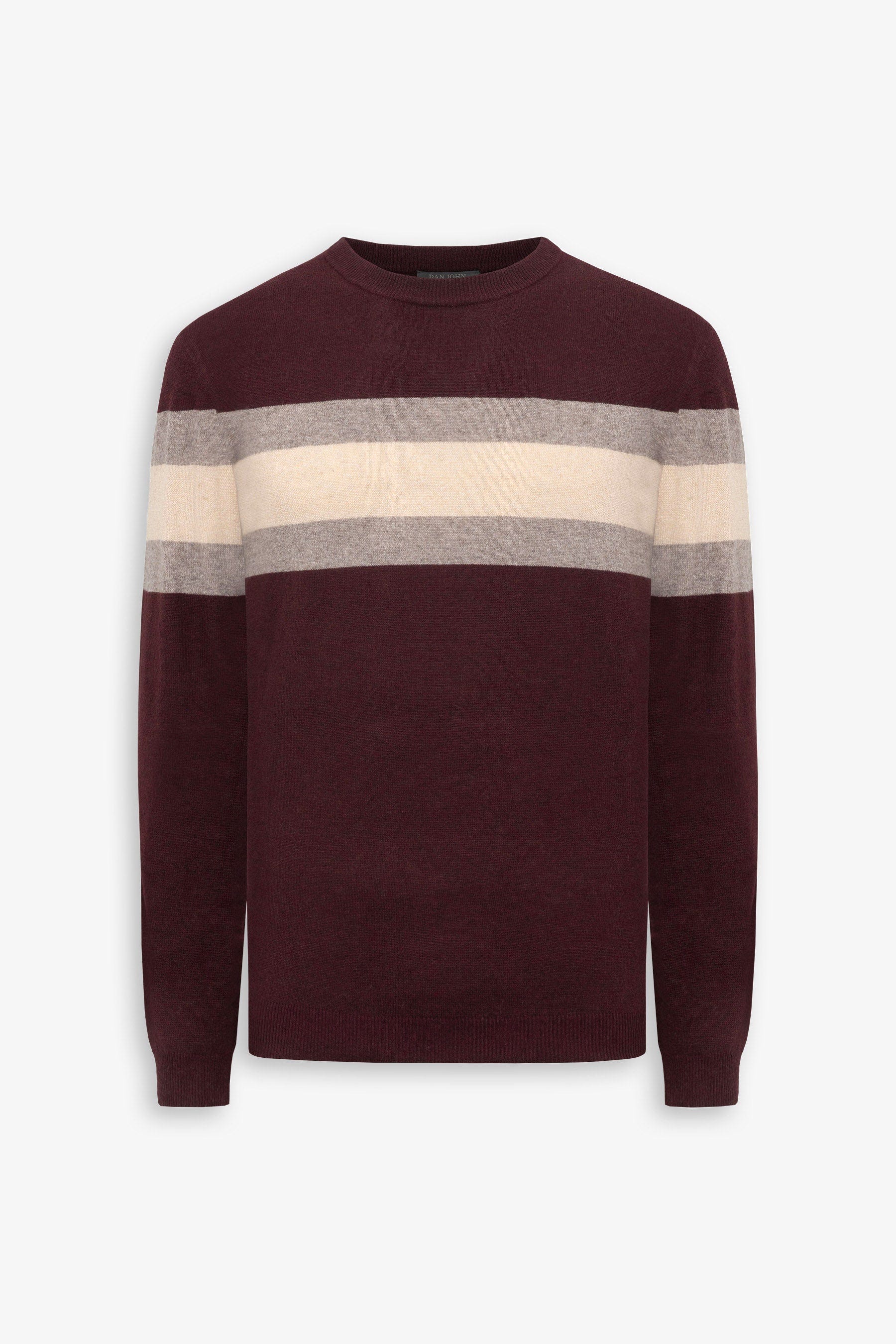 Maglia girocollo a righe piazzate bordeaux-Dan John