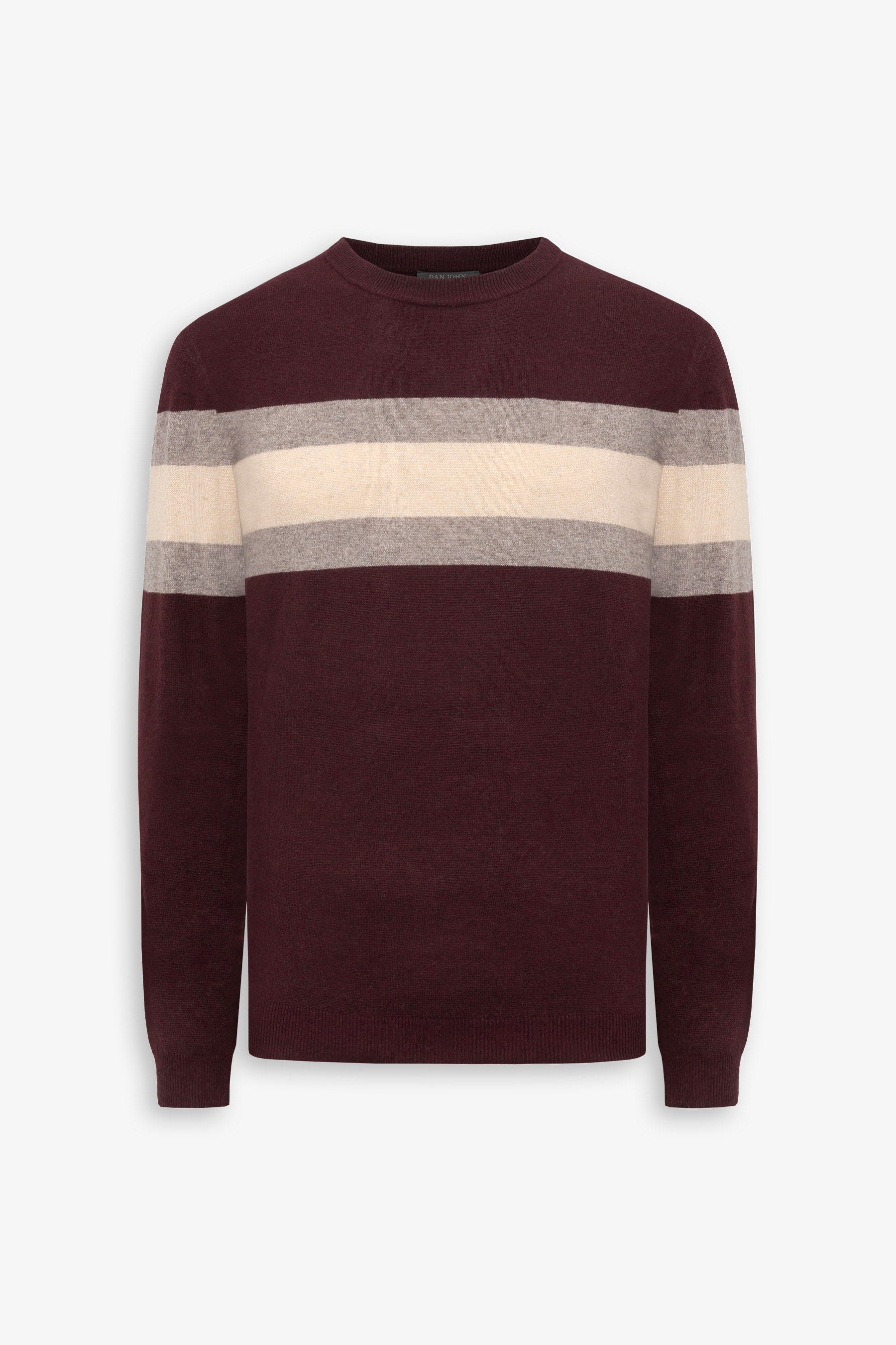 Maglia girocollo a righe piazzate bordeaux-Dan John
