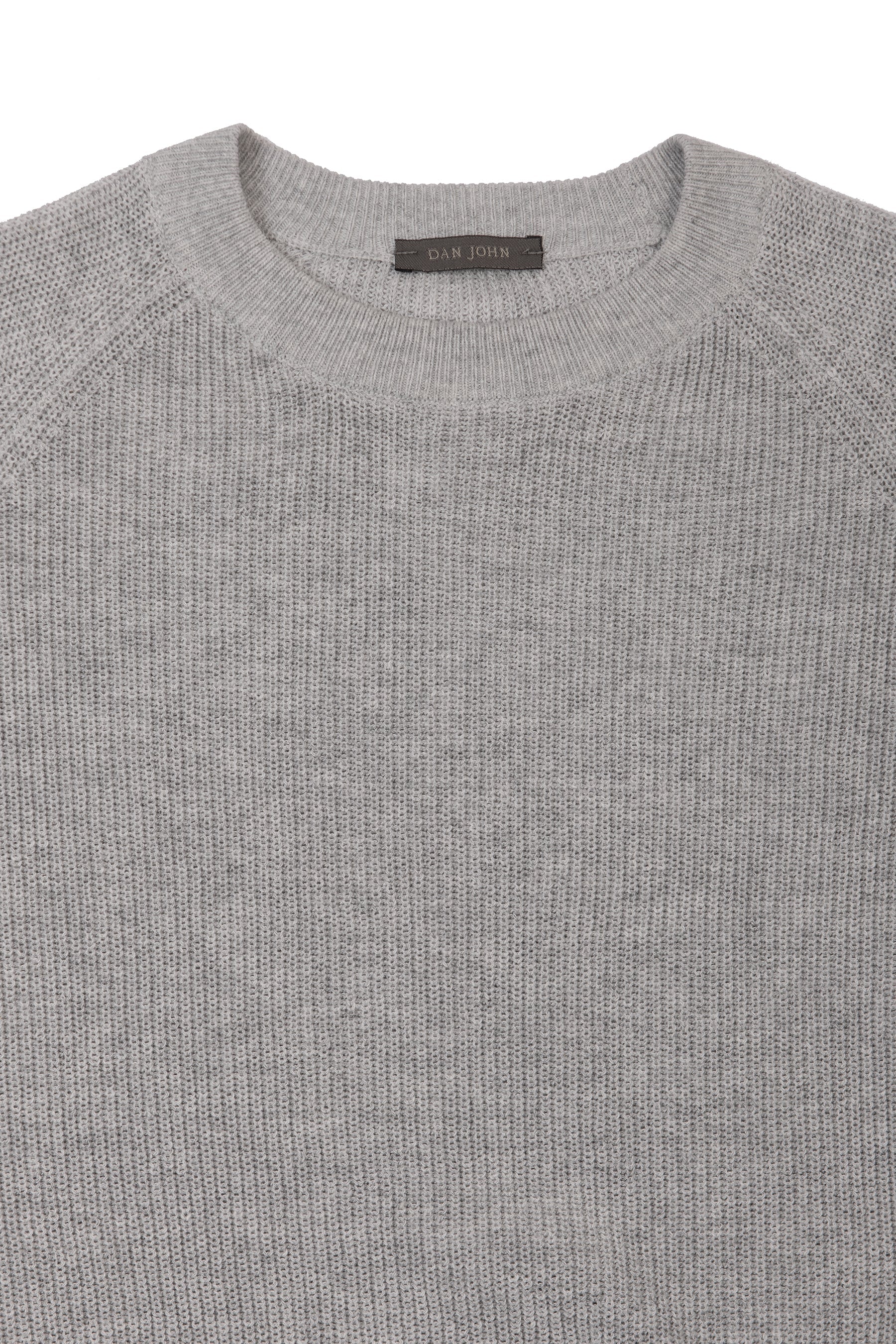 Maglia girocollo costina grigio chiaro-Dan John