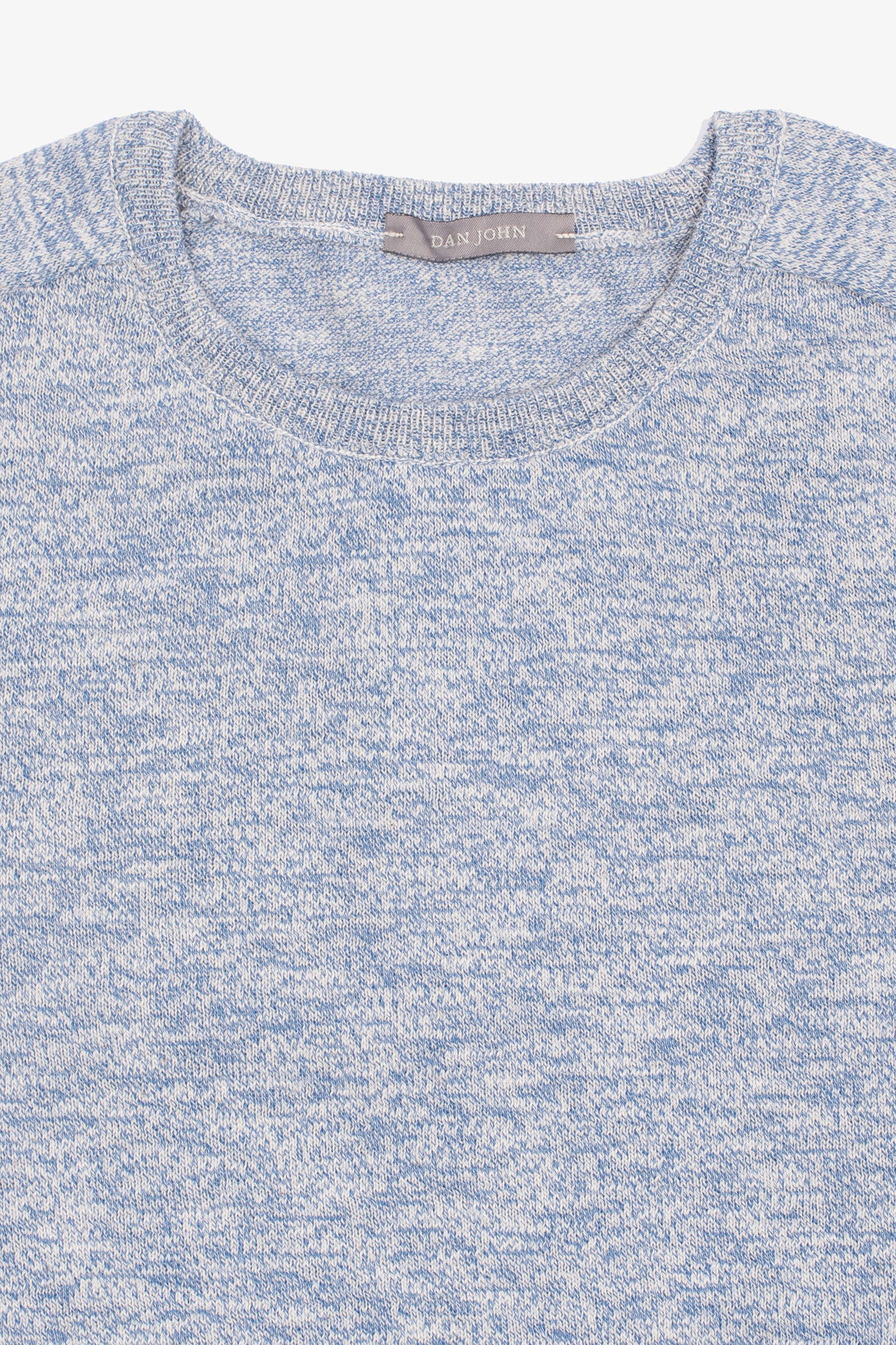 Maglia girocollo inserti a coste inglesi cielo-Dan John