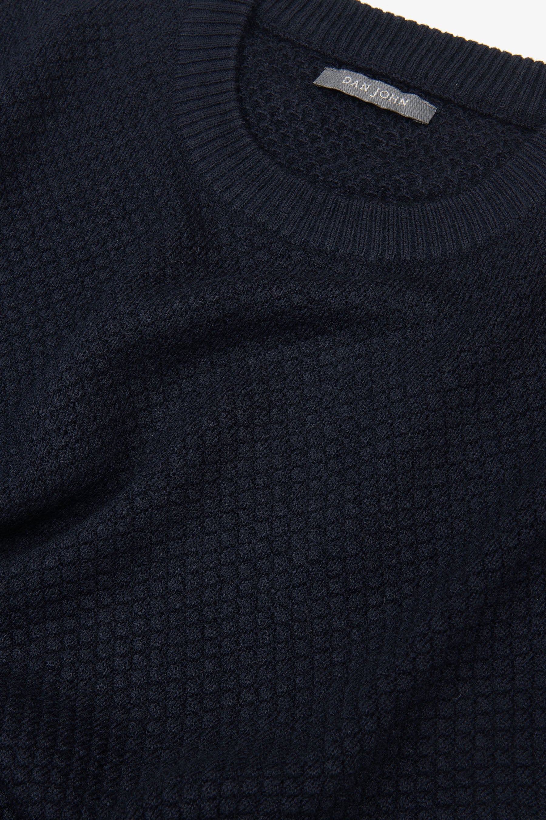 Maglia girocollo punto diamante blu-Dan John