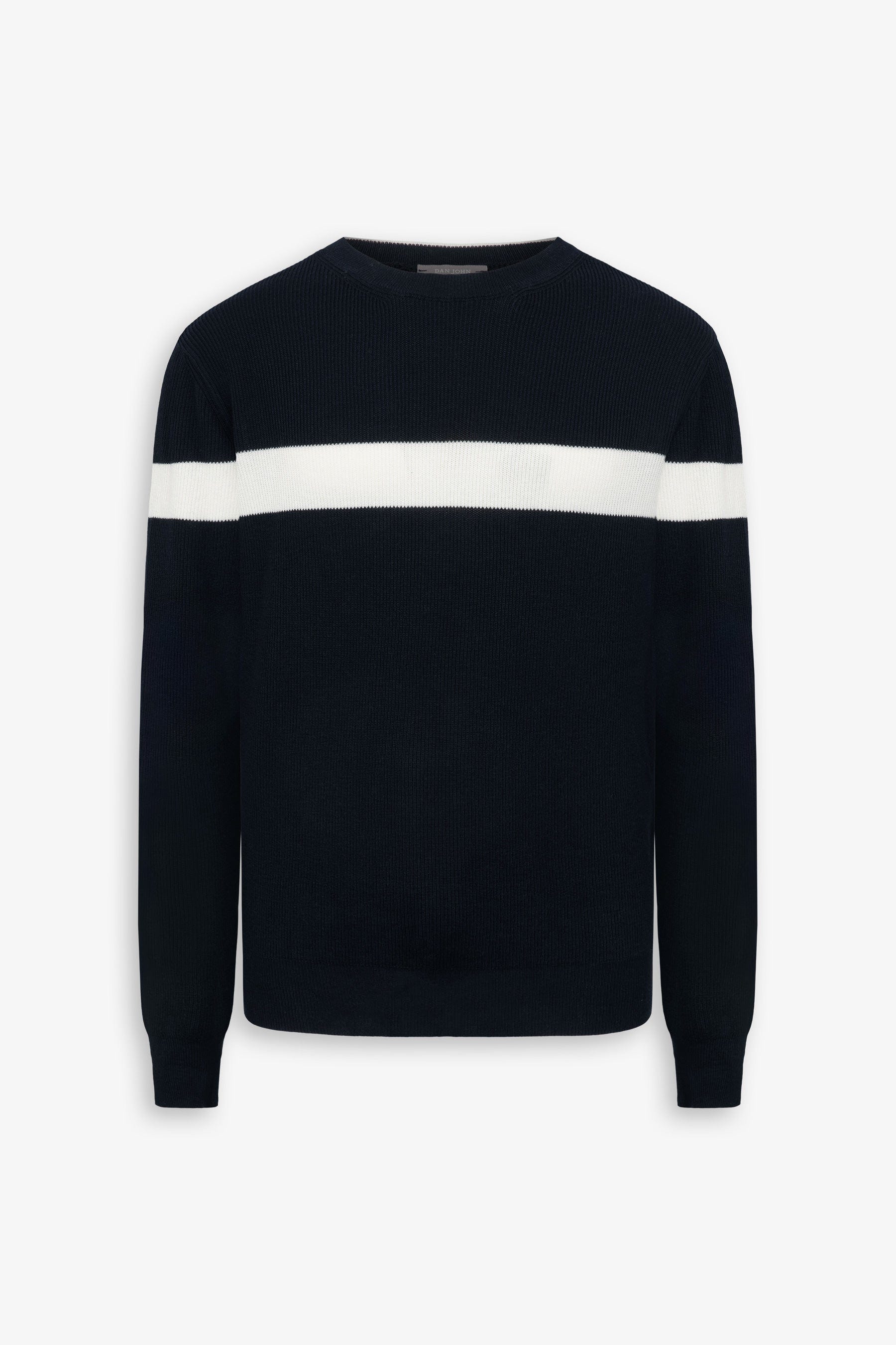 Maglia girocollo riga piazzata blu-Dan John