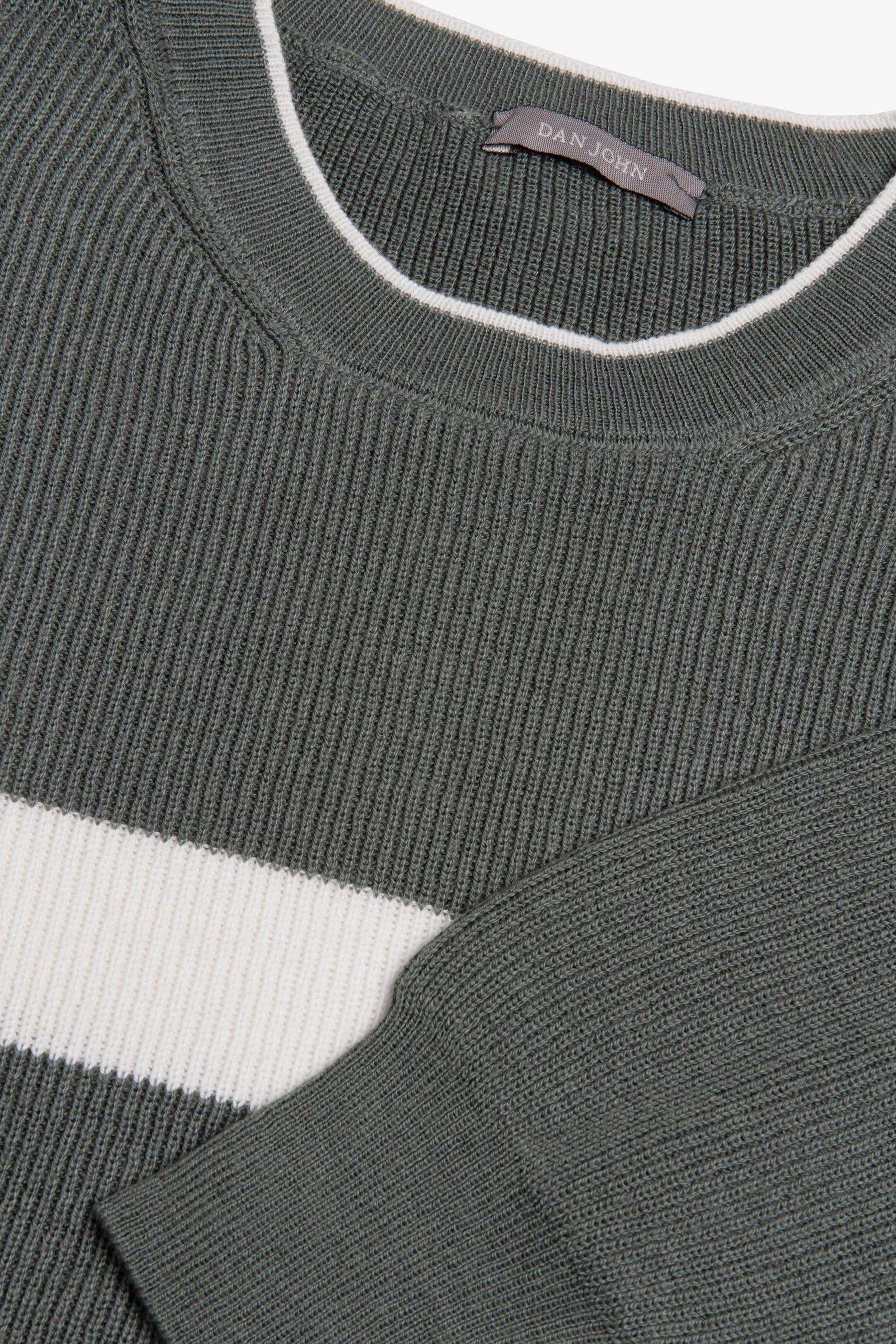 Maglia girocollo riga piazzata verde malva-Dan John