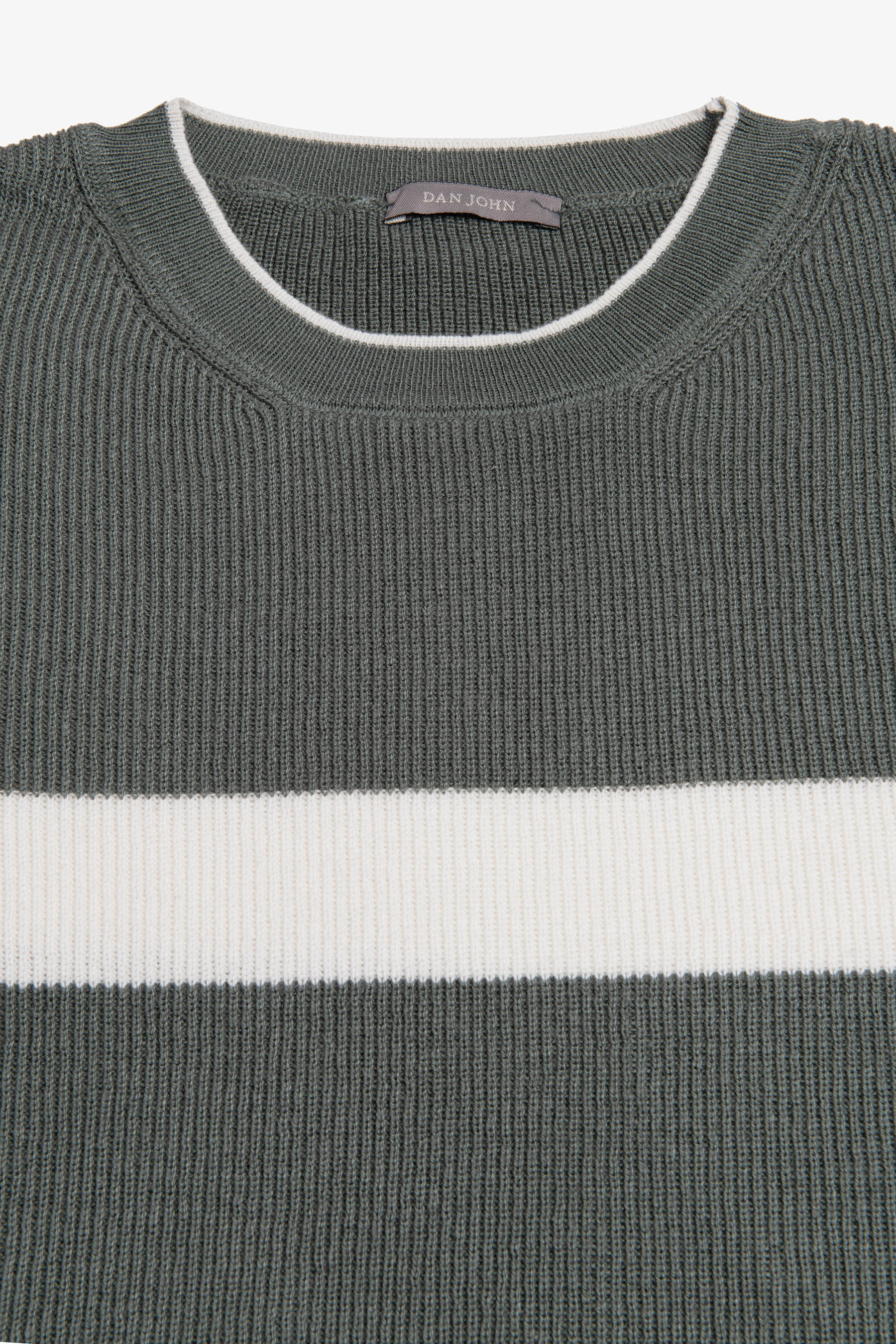 Maglia girocollo riga piazzata verde malva-Dan John