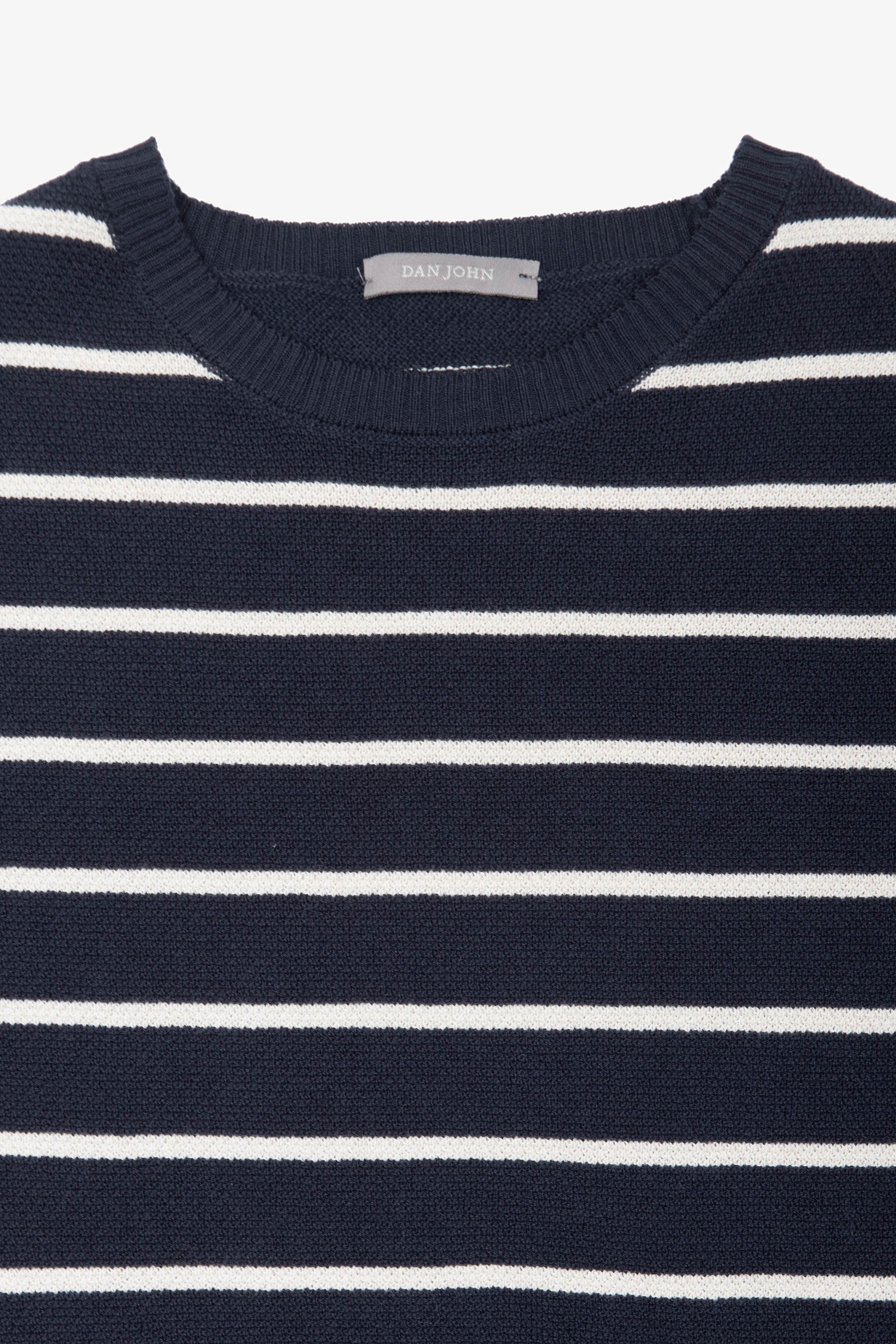 Maglia girocollo righe a contrasto blu-Dan John