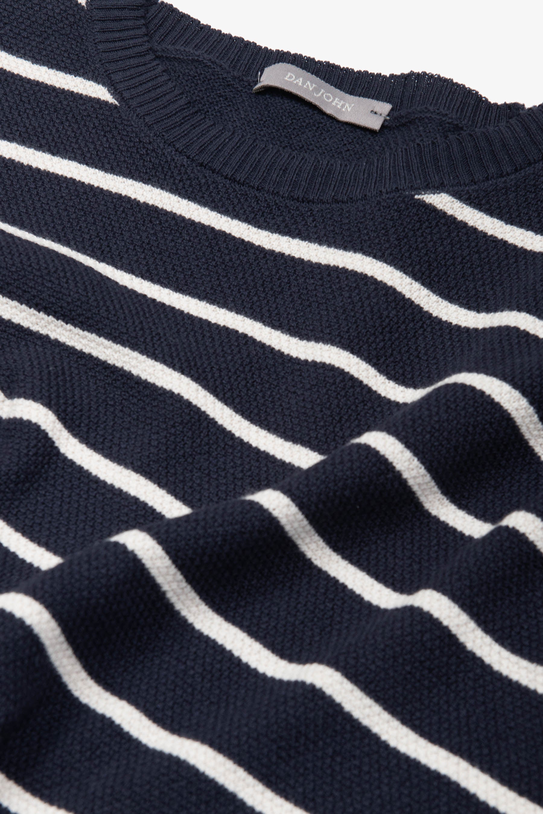 Maglia girocollo righe a contrasto blu-Dan John