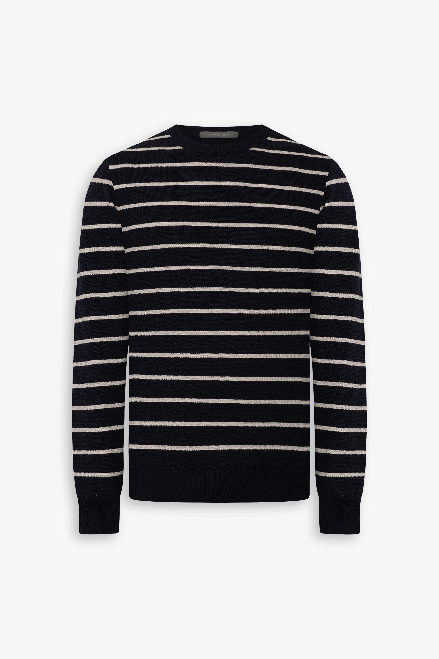 Maglia girocollo righe a contrasto blu-Dan John