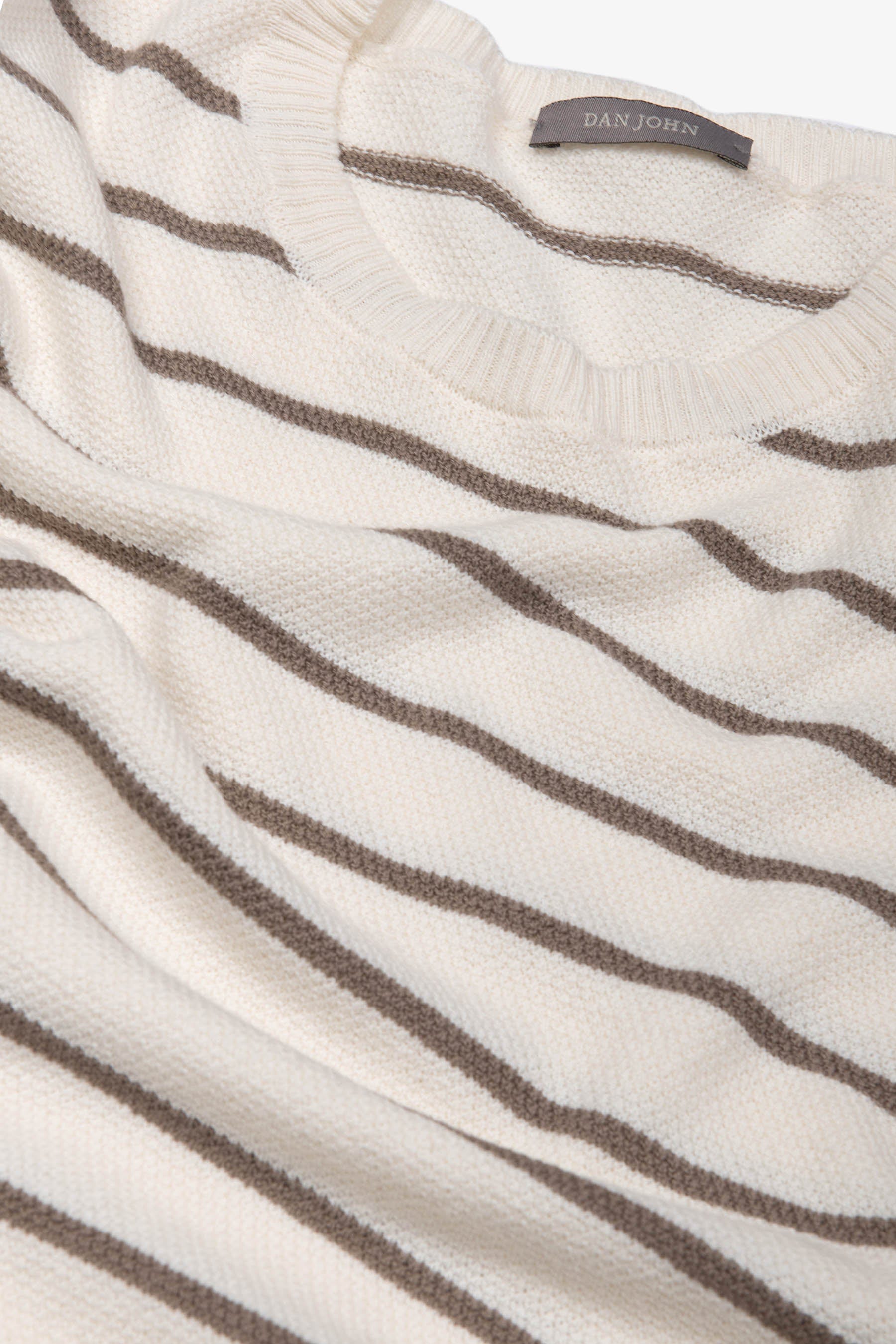 Maglia girocollo righe a contrasto panna-Dan John