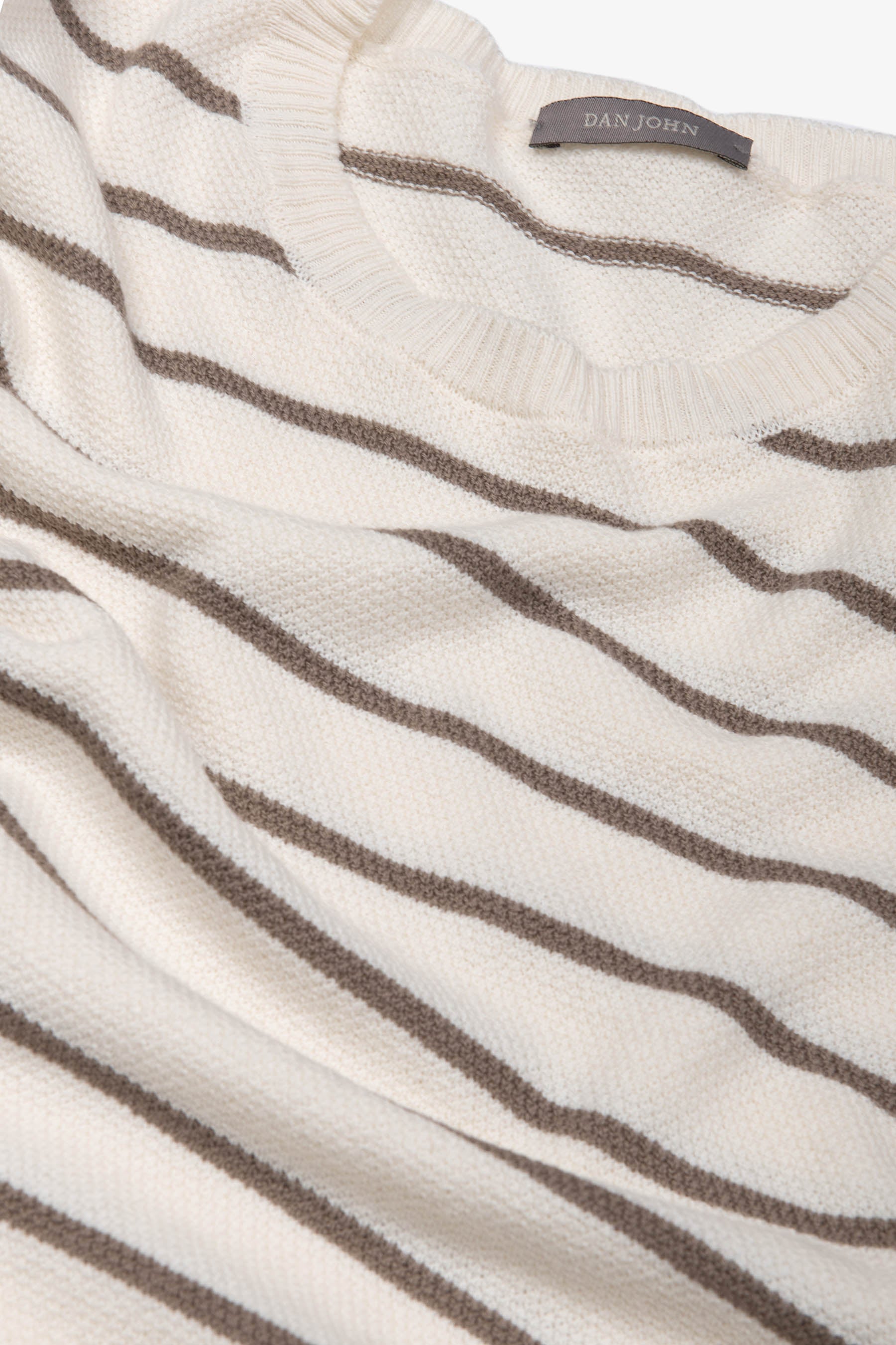 Maglia girocollo righe a contrasto panna-Dan John