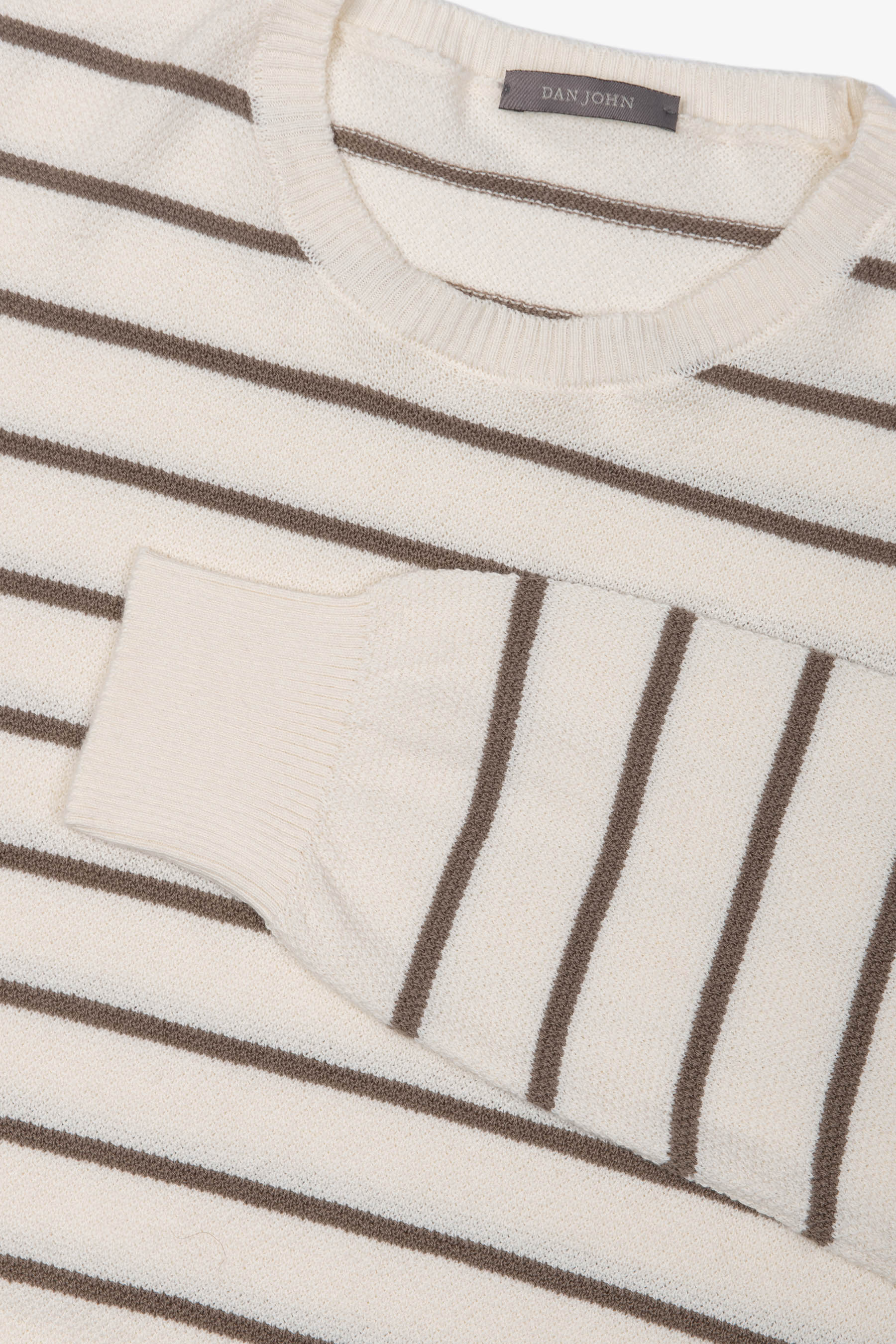 Maglia girocollo righe a contrasto panna-Dan John