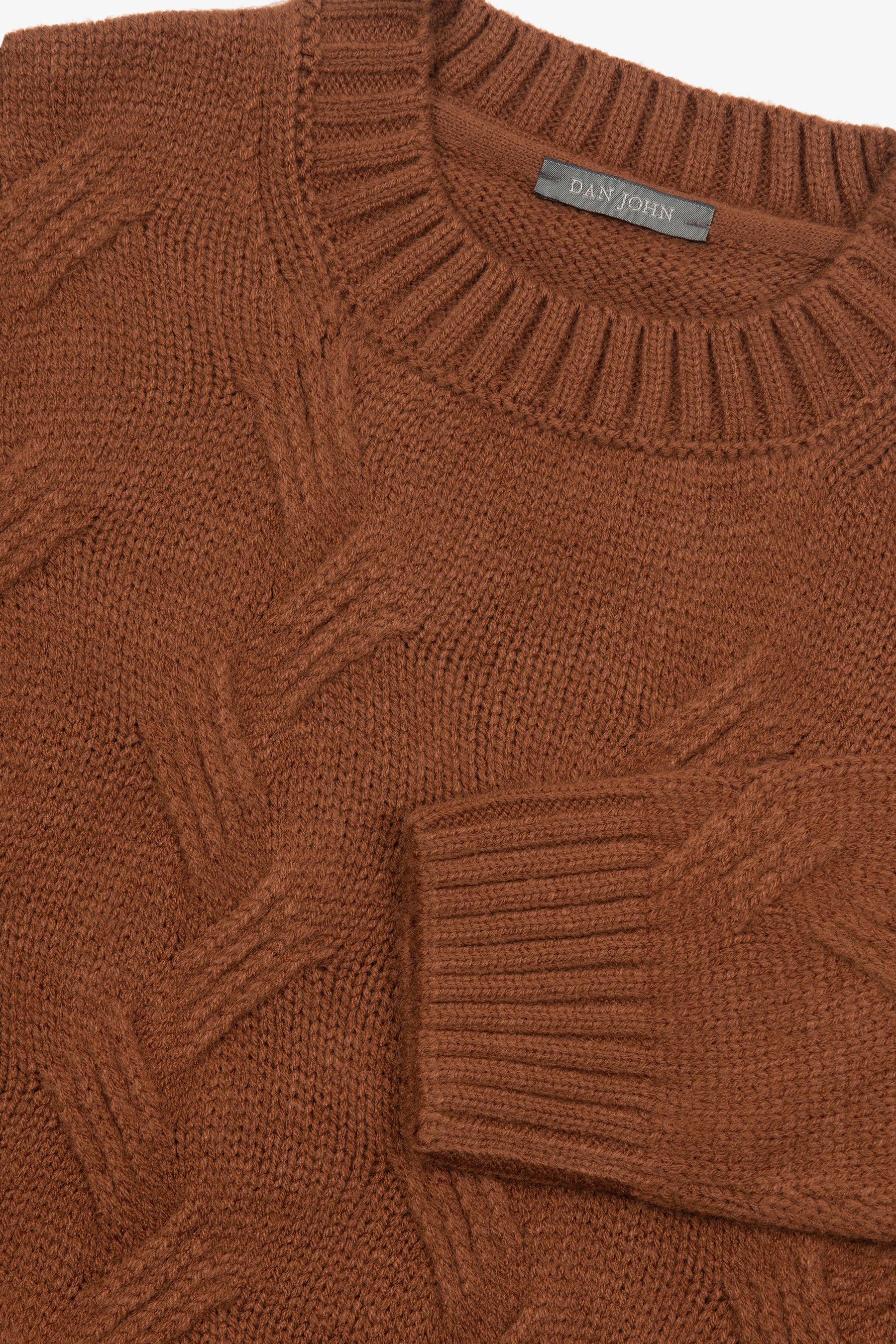 Maglia girocollo treccia discontinua biscotto-Dan John