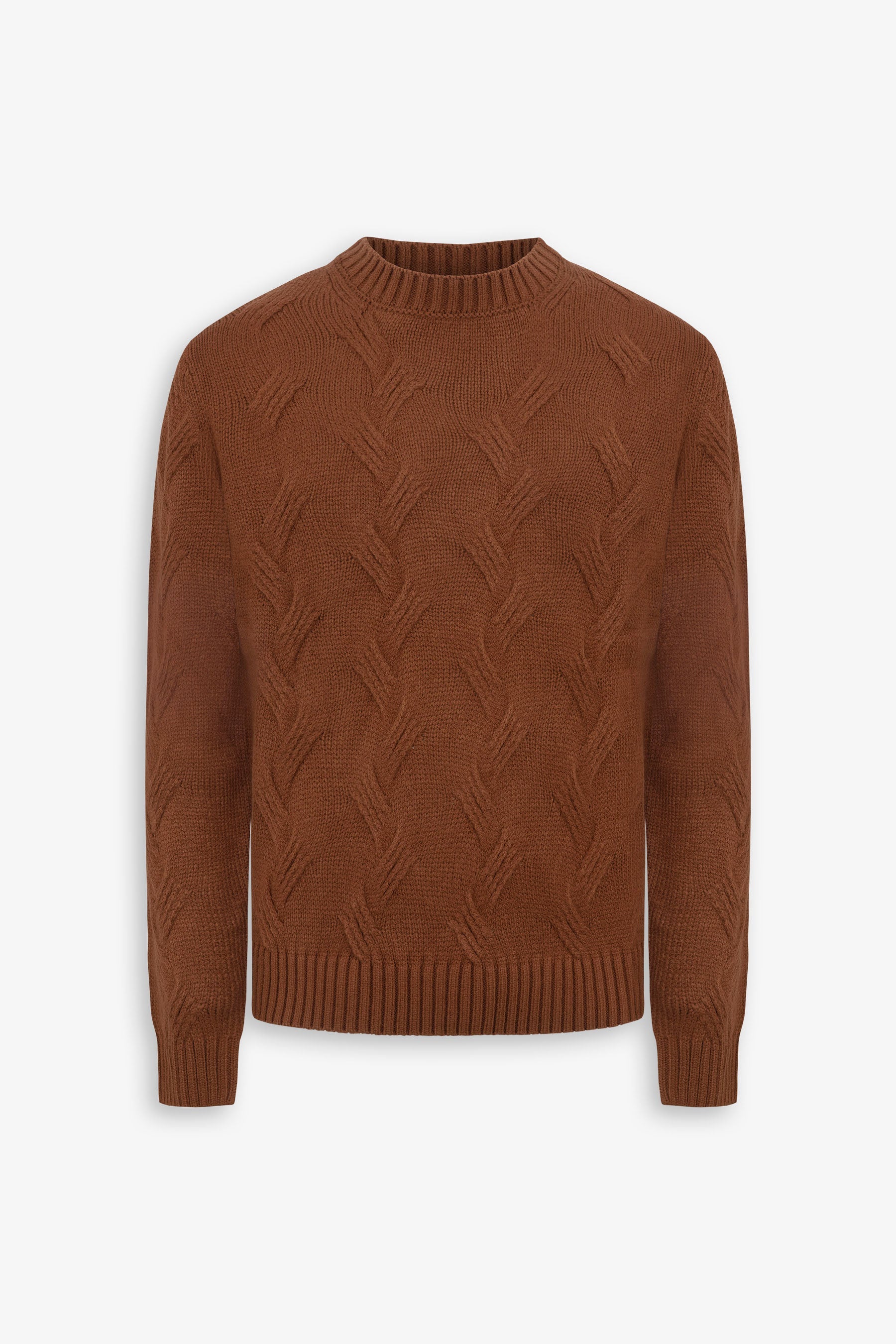 Maglia girocollo treccia discontinua biscotto-Dan John