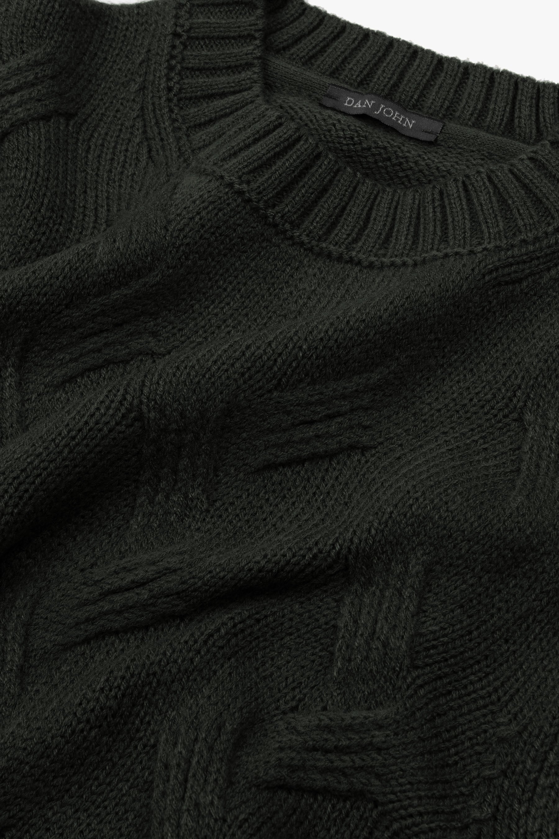 Maglia girocollo treccia discontinua verde-Dan John