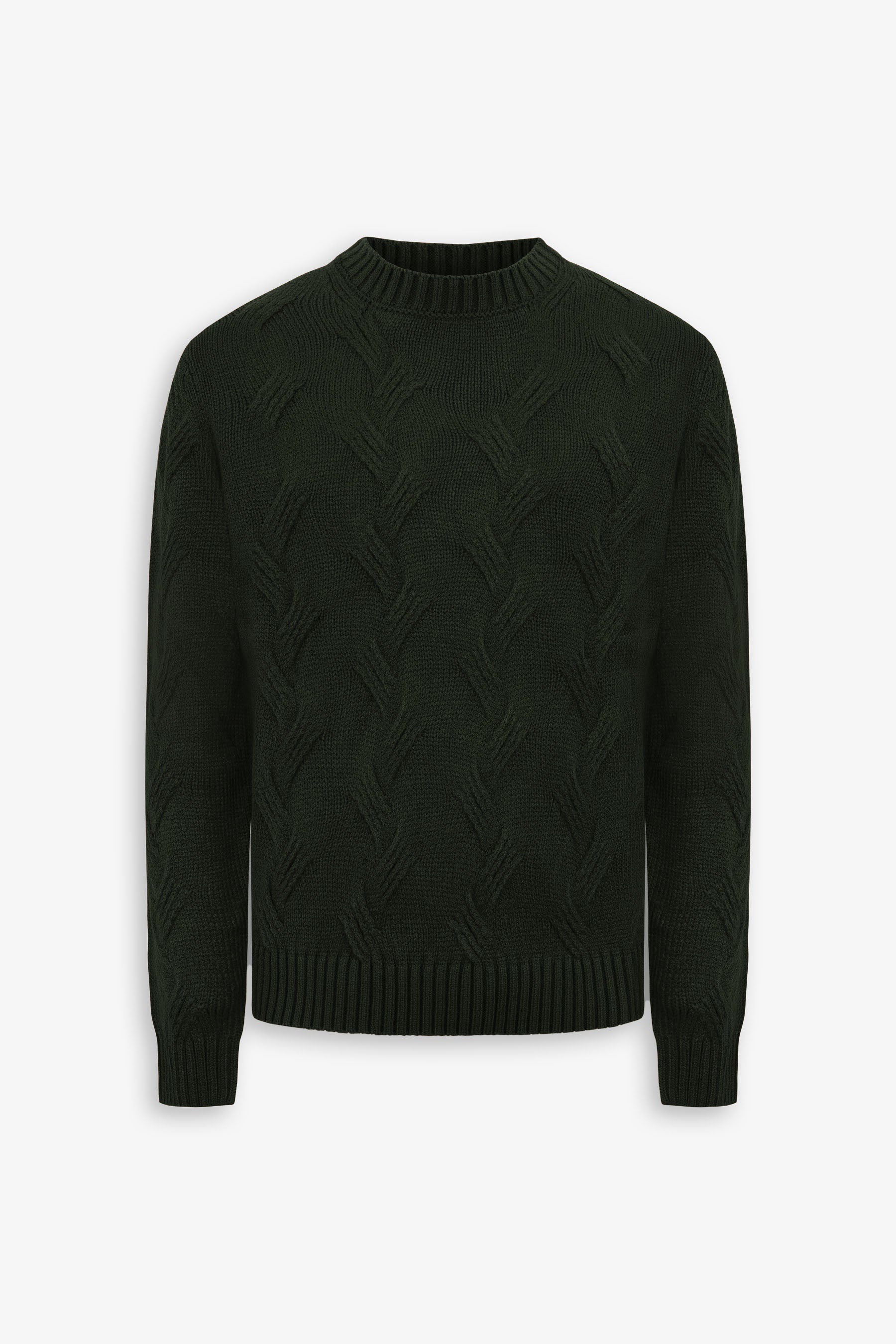 Maglia girocollo treccia discontinua verde-Dan John