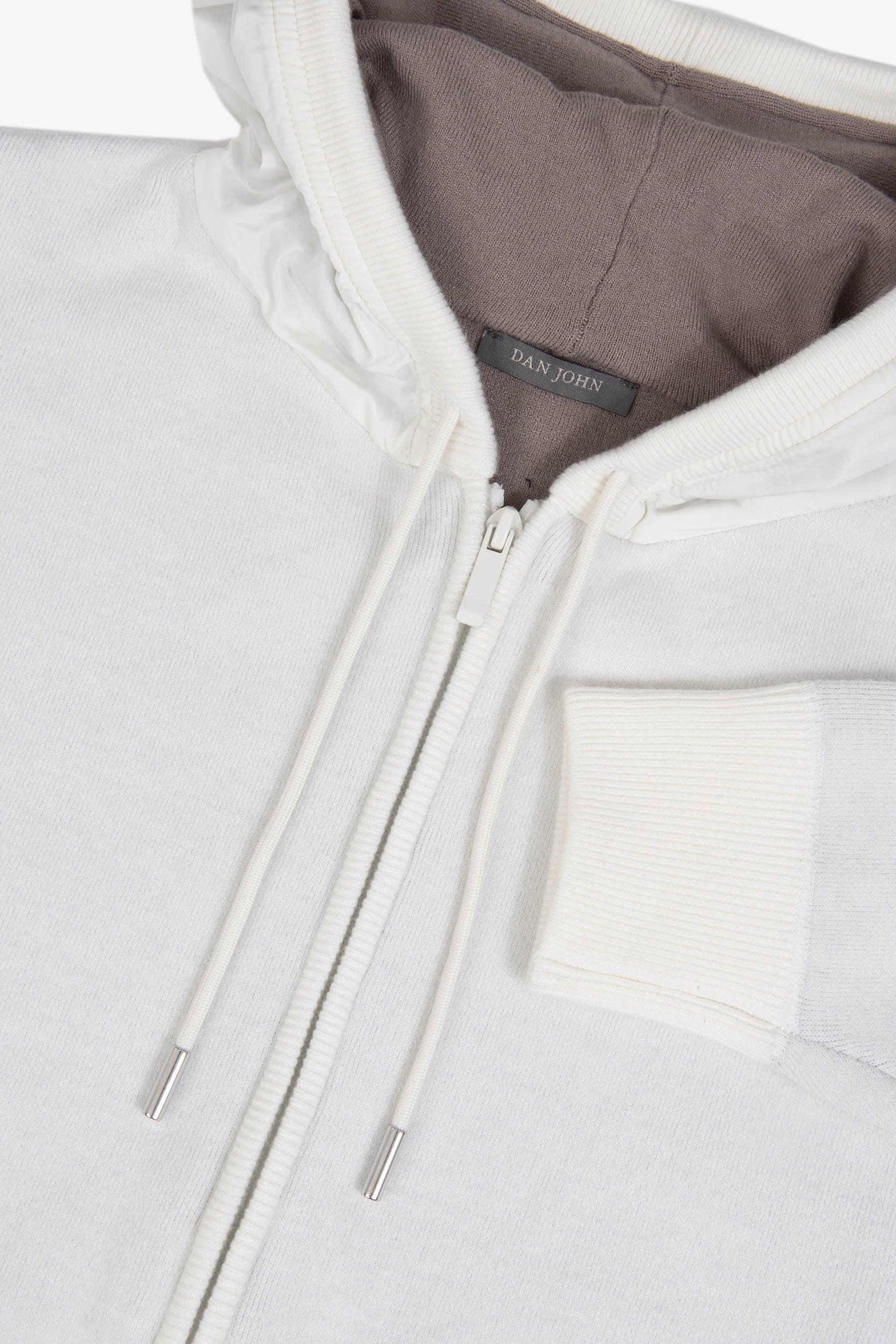 Maglia taglio felpa full zip con cappuccio panna-Dan John