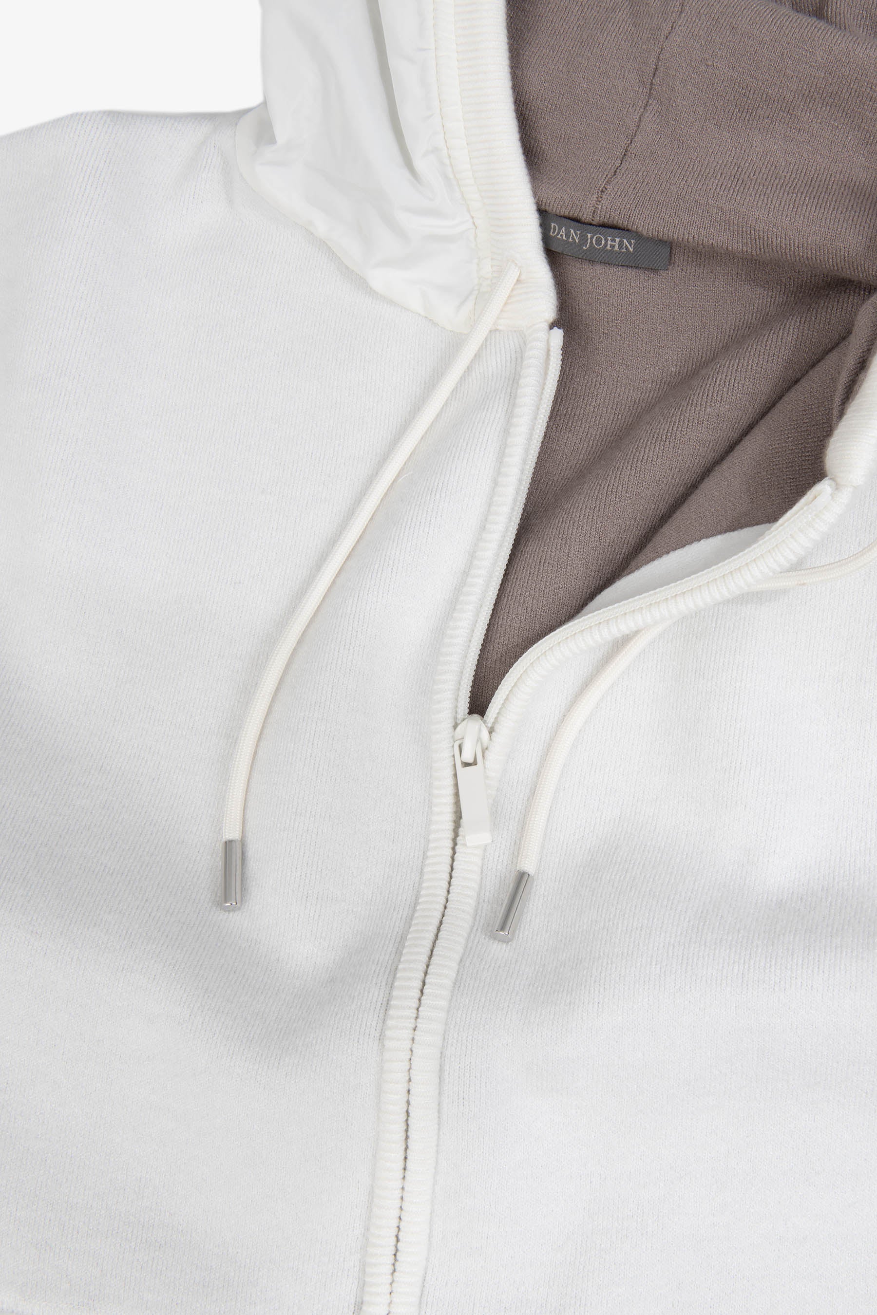 Maglia taglio felpa full zip con cappuccio panna-Dan John