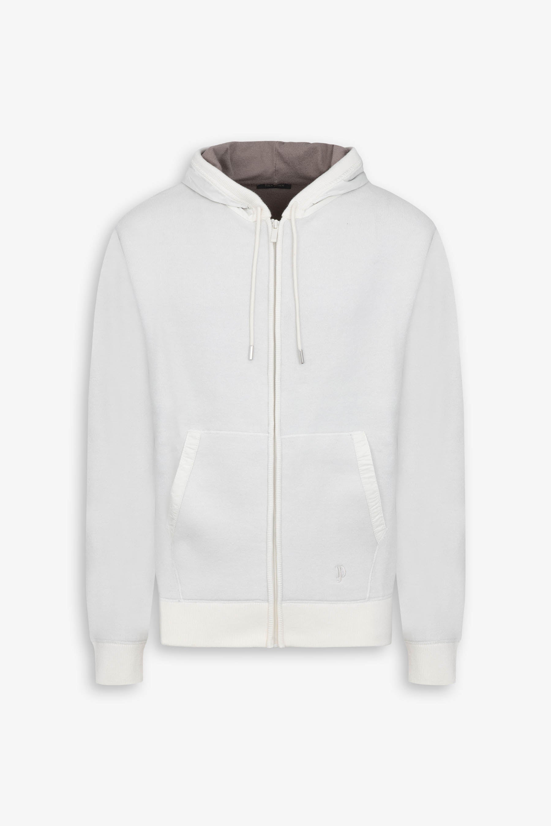 Maglia taglio felpa full zip con cappuccio panna-Dan John