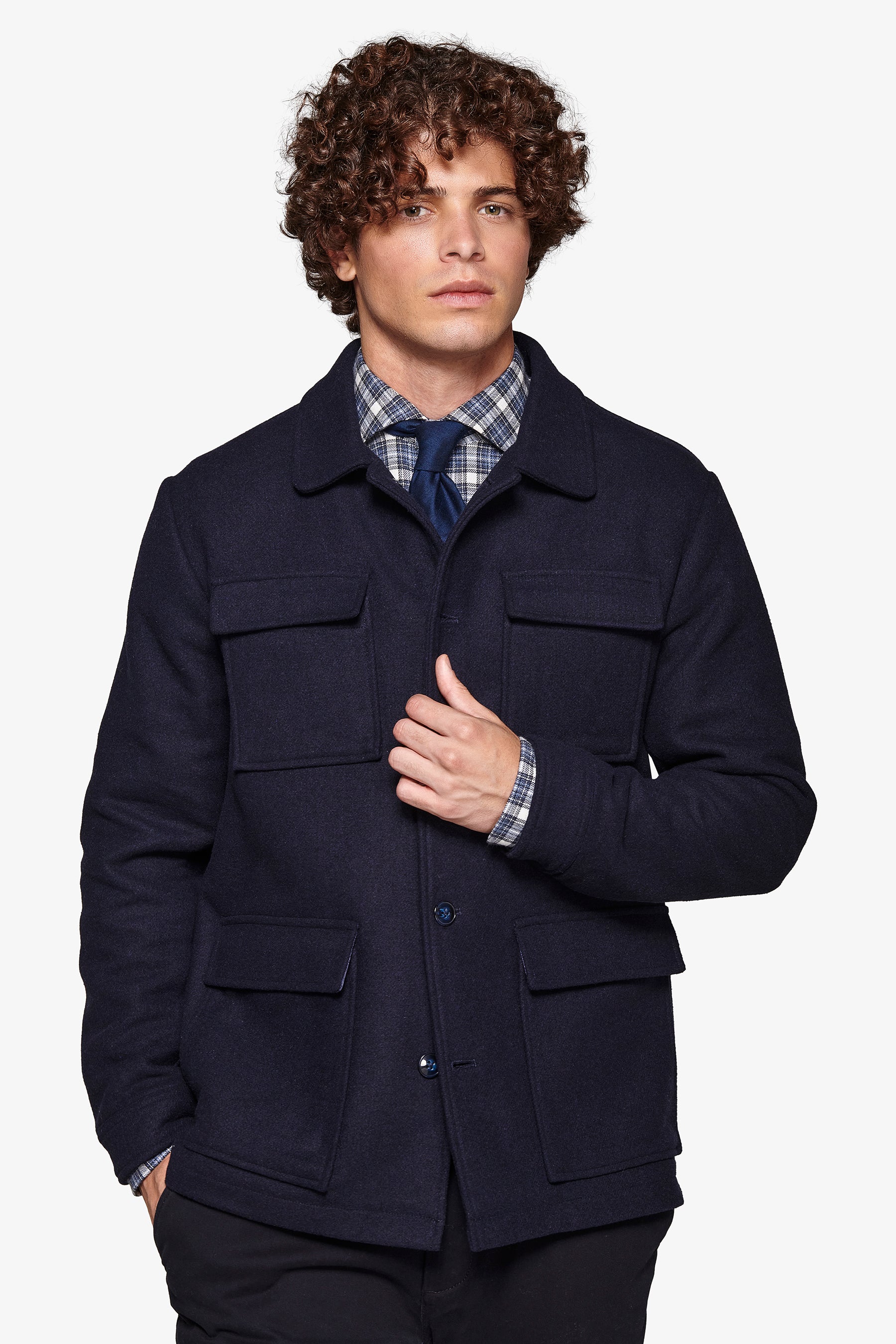 Overshirt 4 tasche blu-Dan John