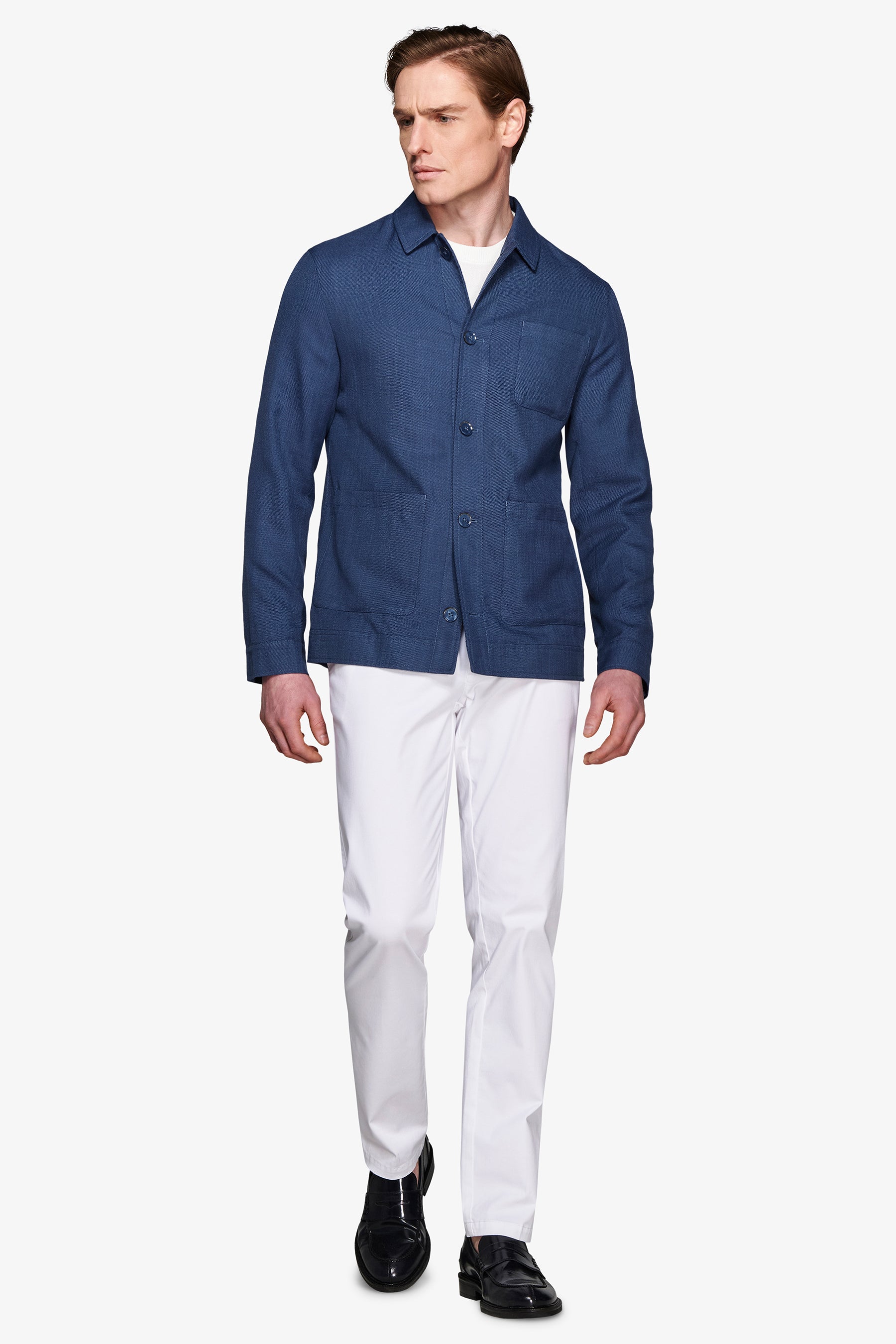 Overshirt armaturata misto lino royal-Dan John
