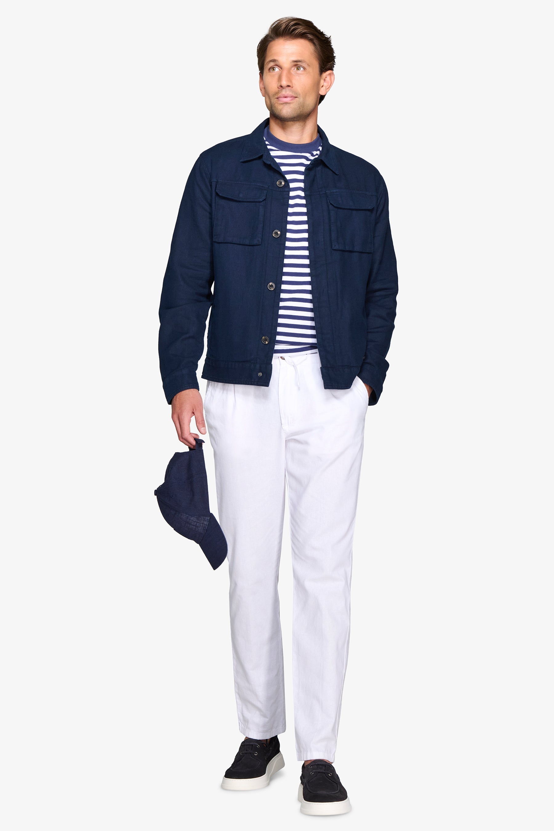 Overshirt misto lino navy-Dan John