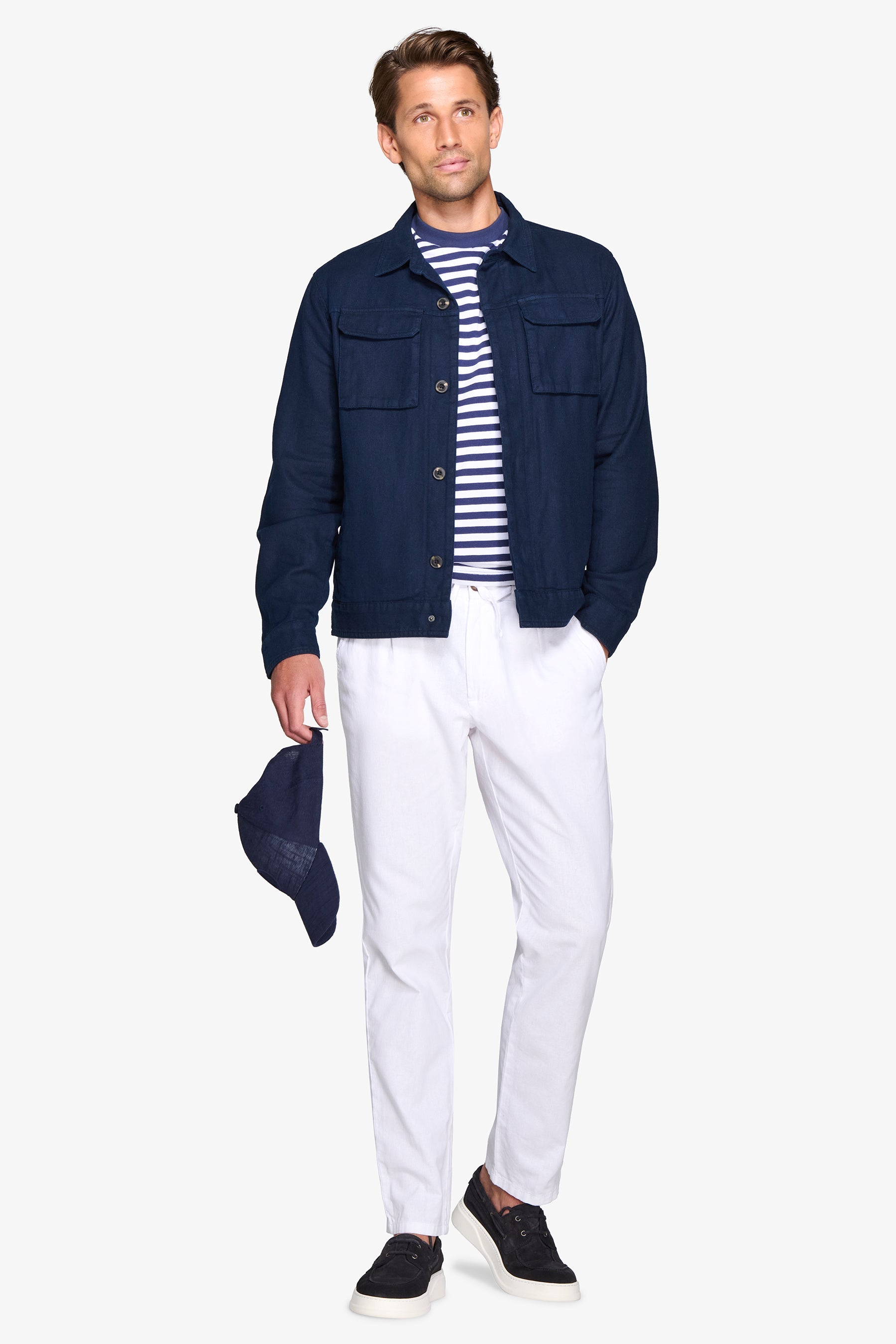 Overshirt misto lino navy-Dan John