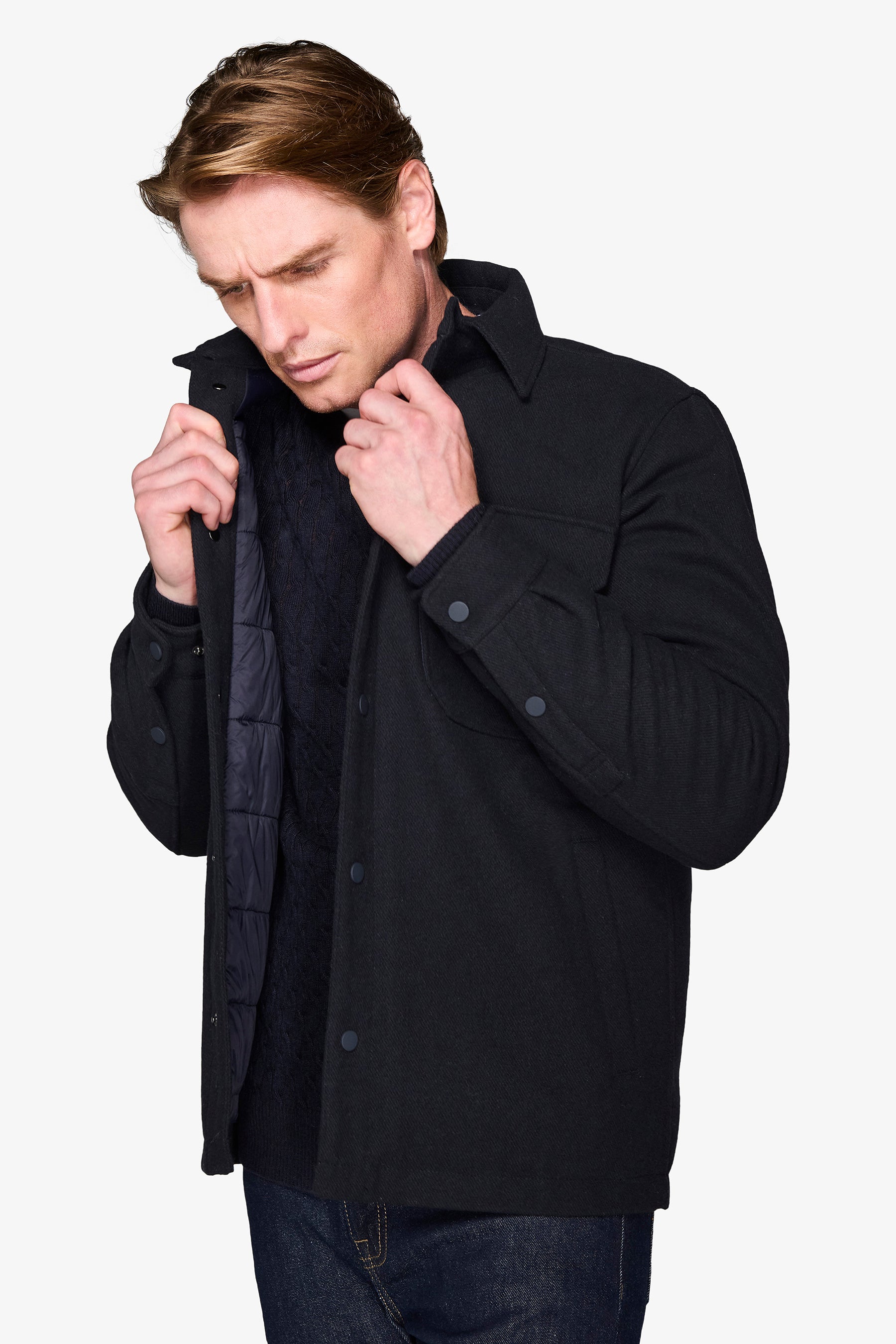 Overshirt trapuntata blu-Dan John