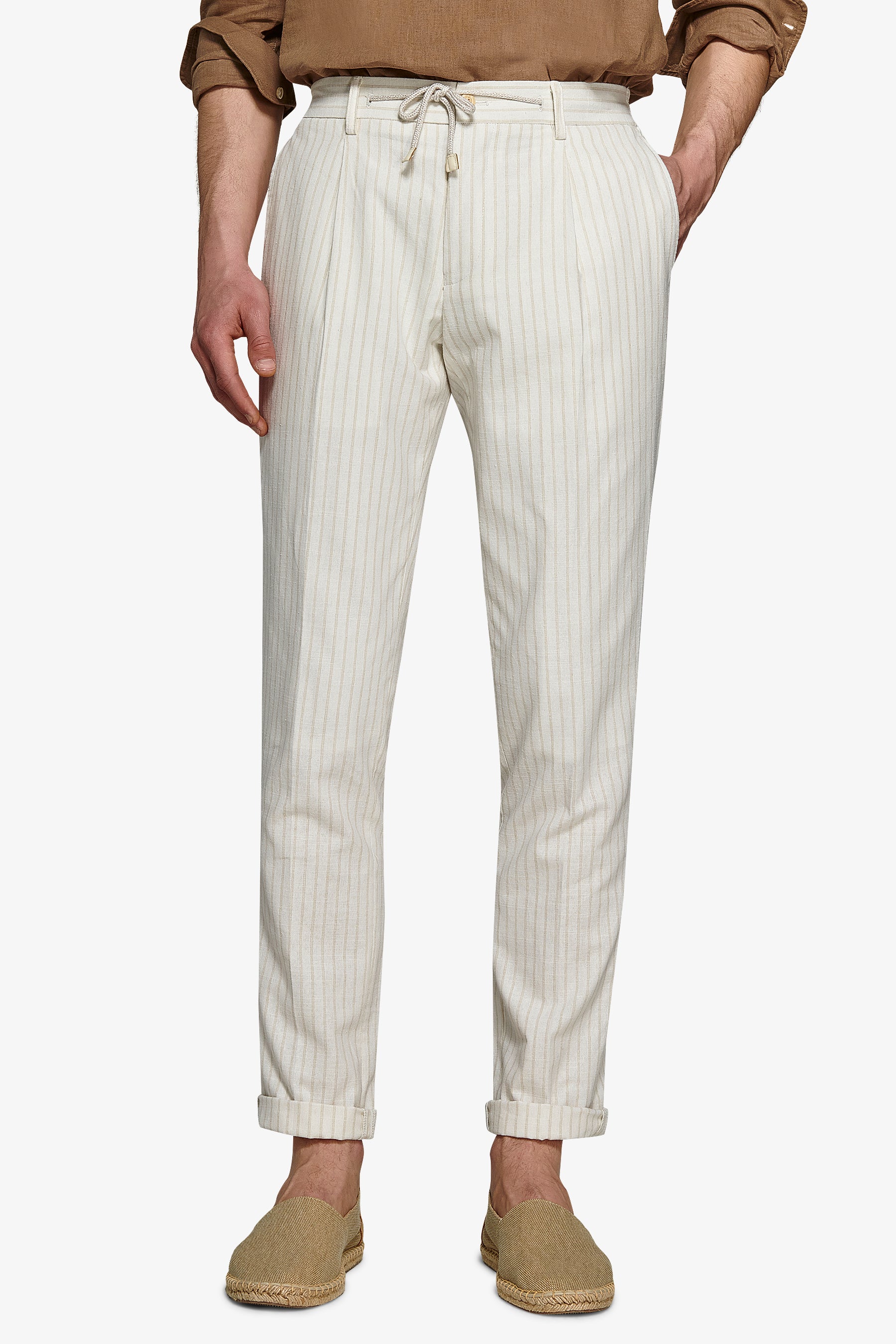 Pantalaccio da abito a righe ecru-Dan John