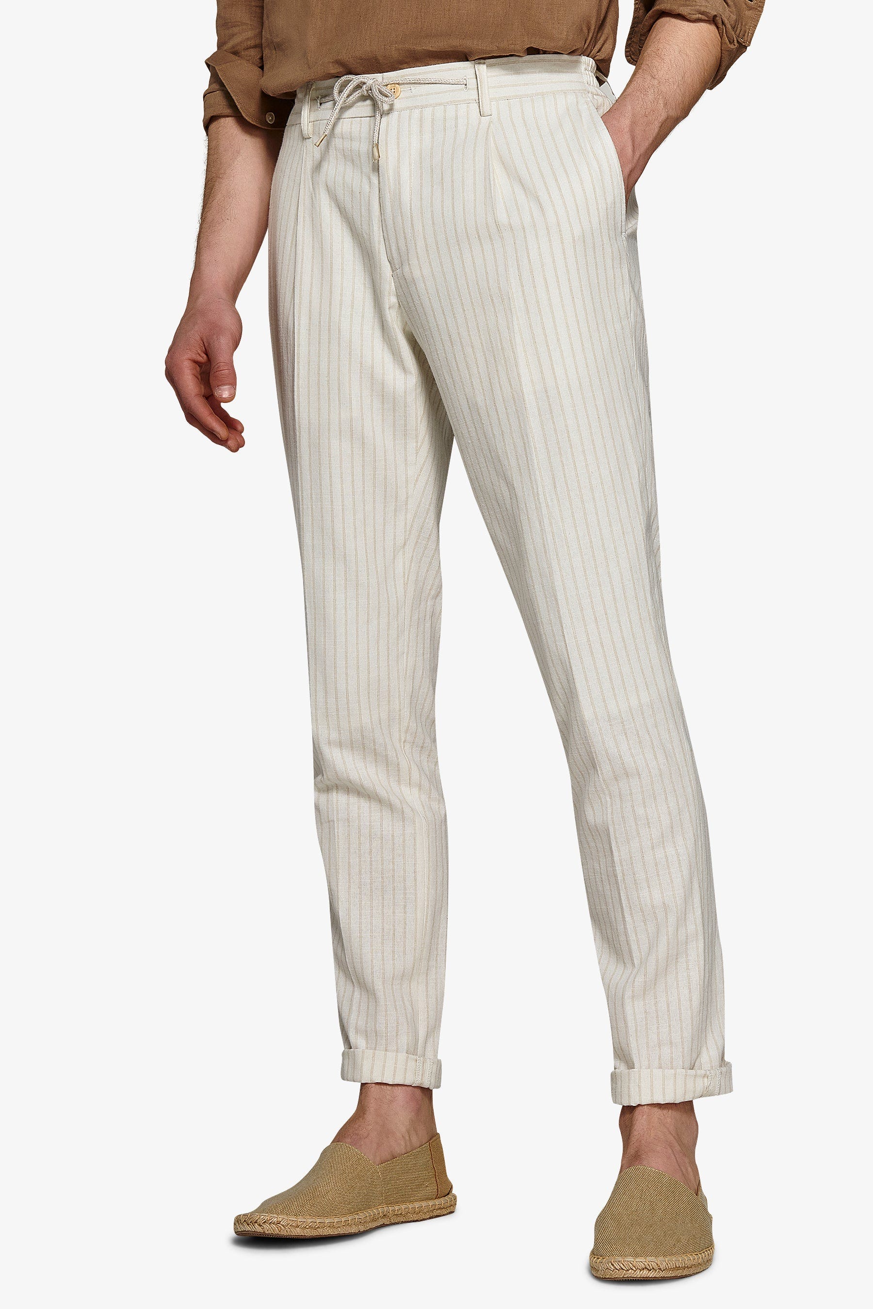 Pantalaccio da abito a righe ecru-Dan John