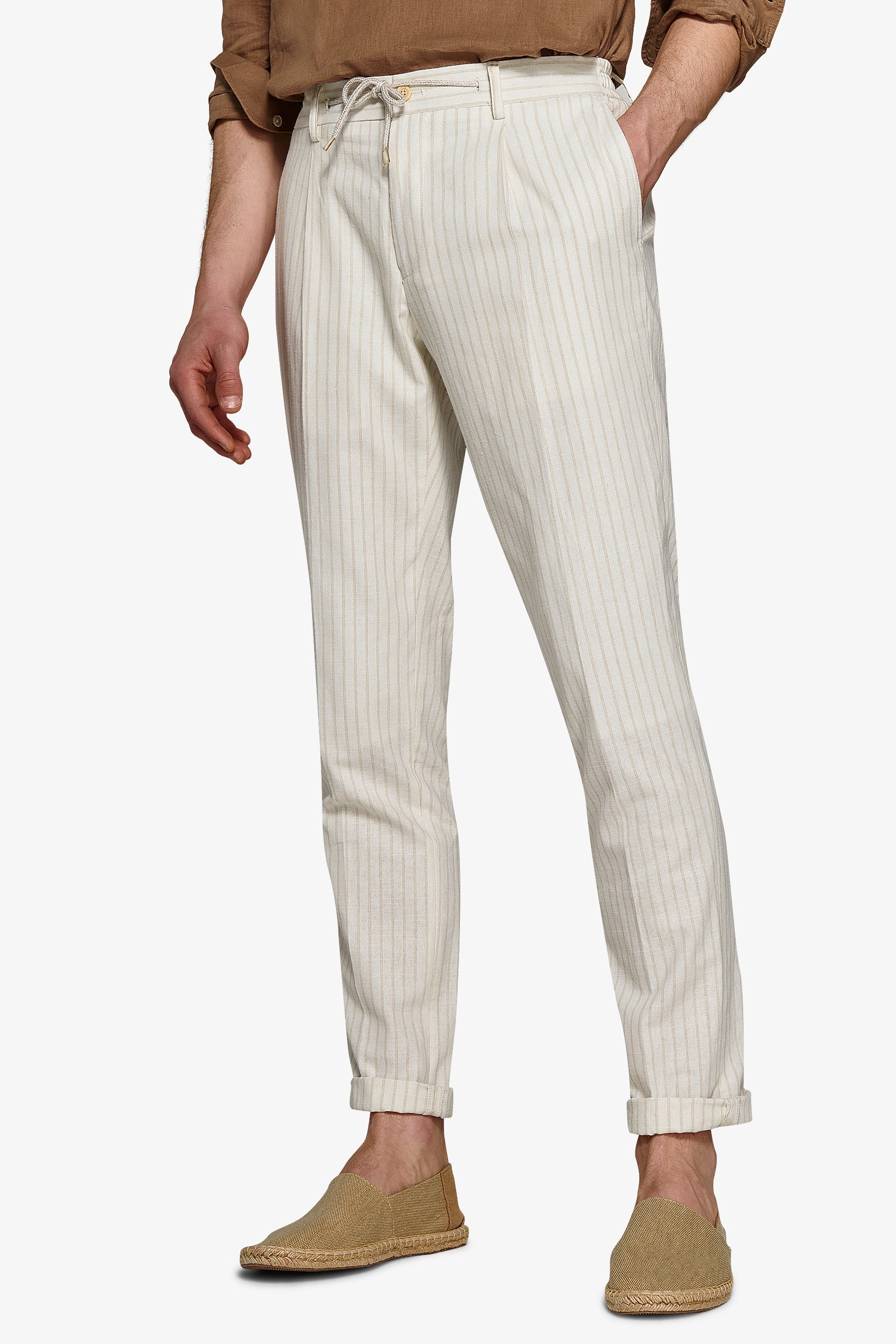 Pantalaccio da abito a righe ecru-Dan John