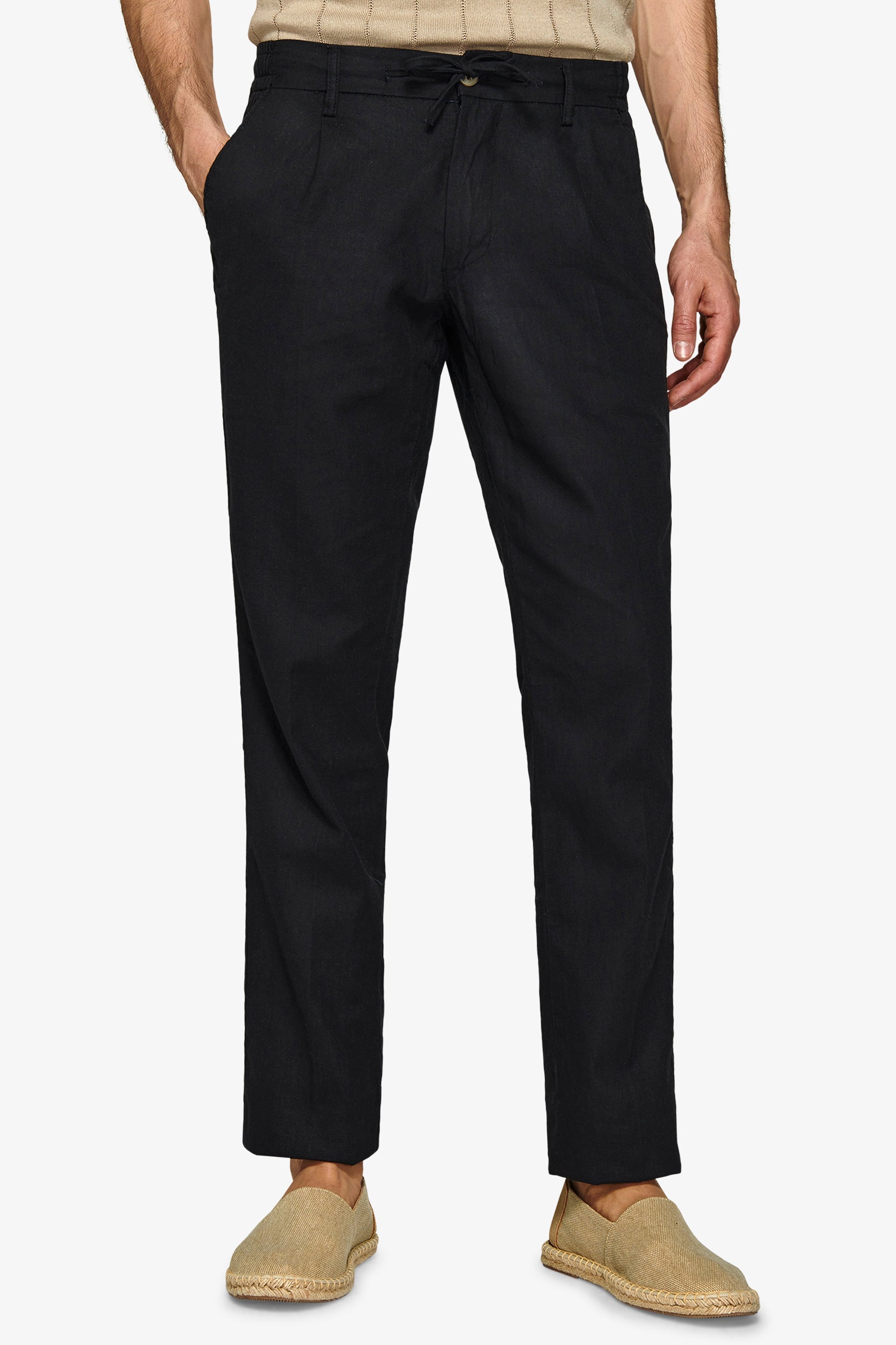 Pantalaccio misto lino nero-Dan John