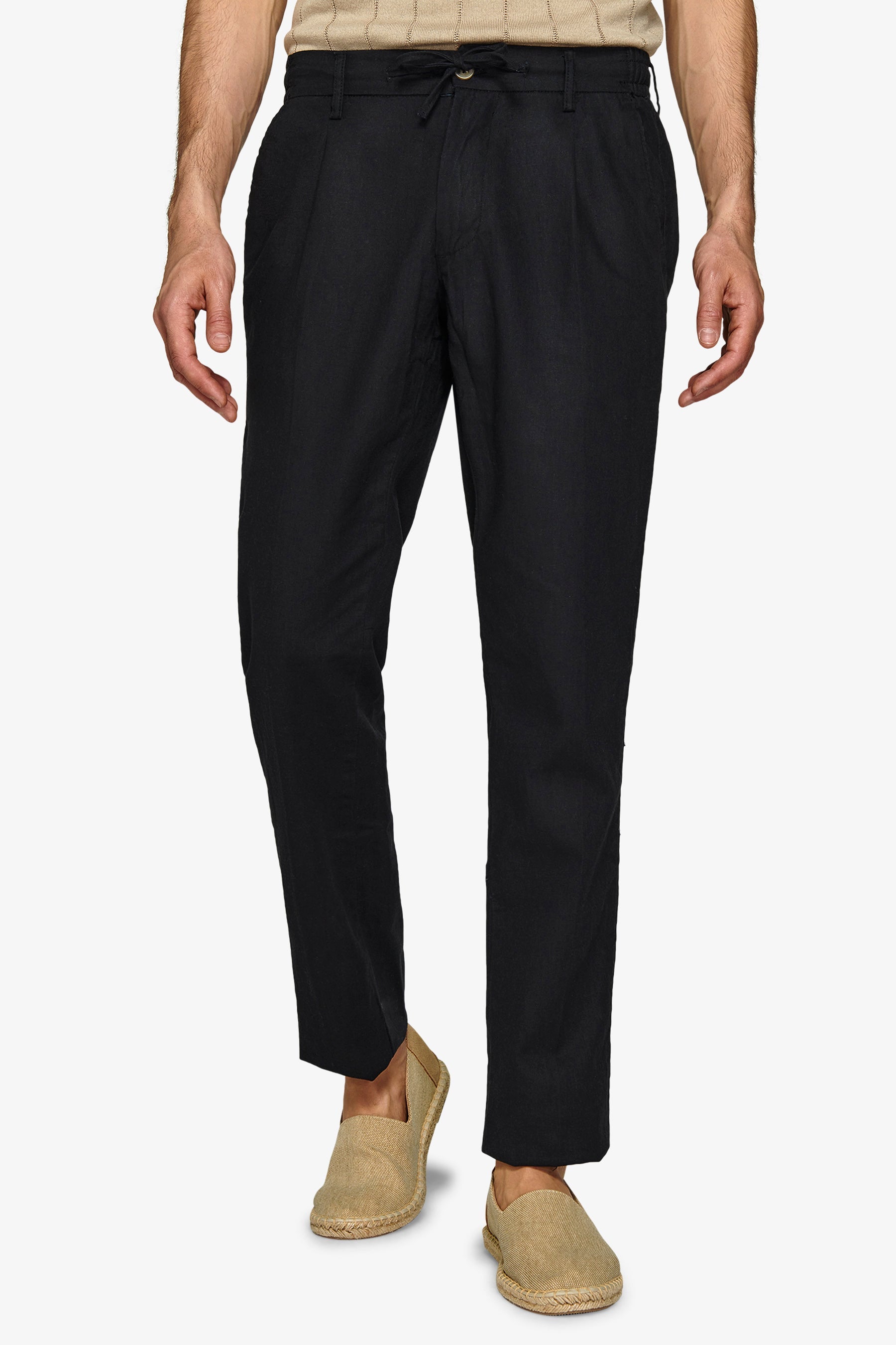 Pantalaccio misto lino nero-Dan John