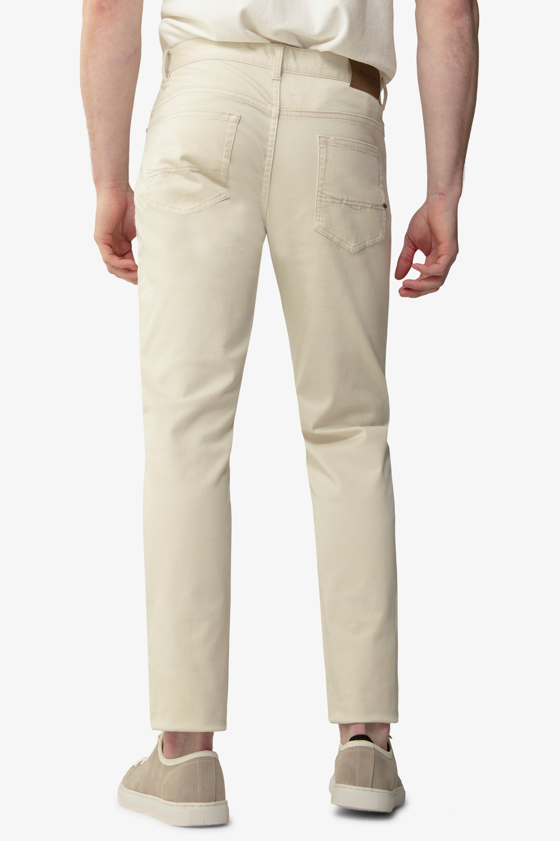 Pantalone 5 tasche stretch crema-Dan John
