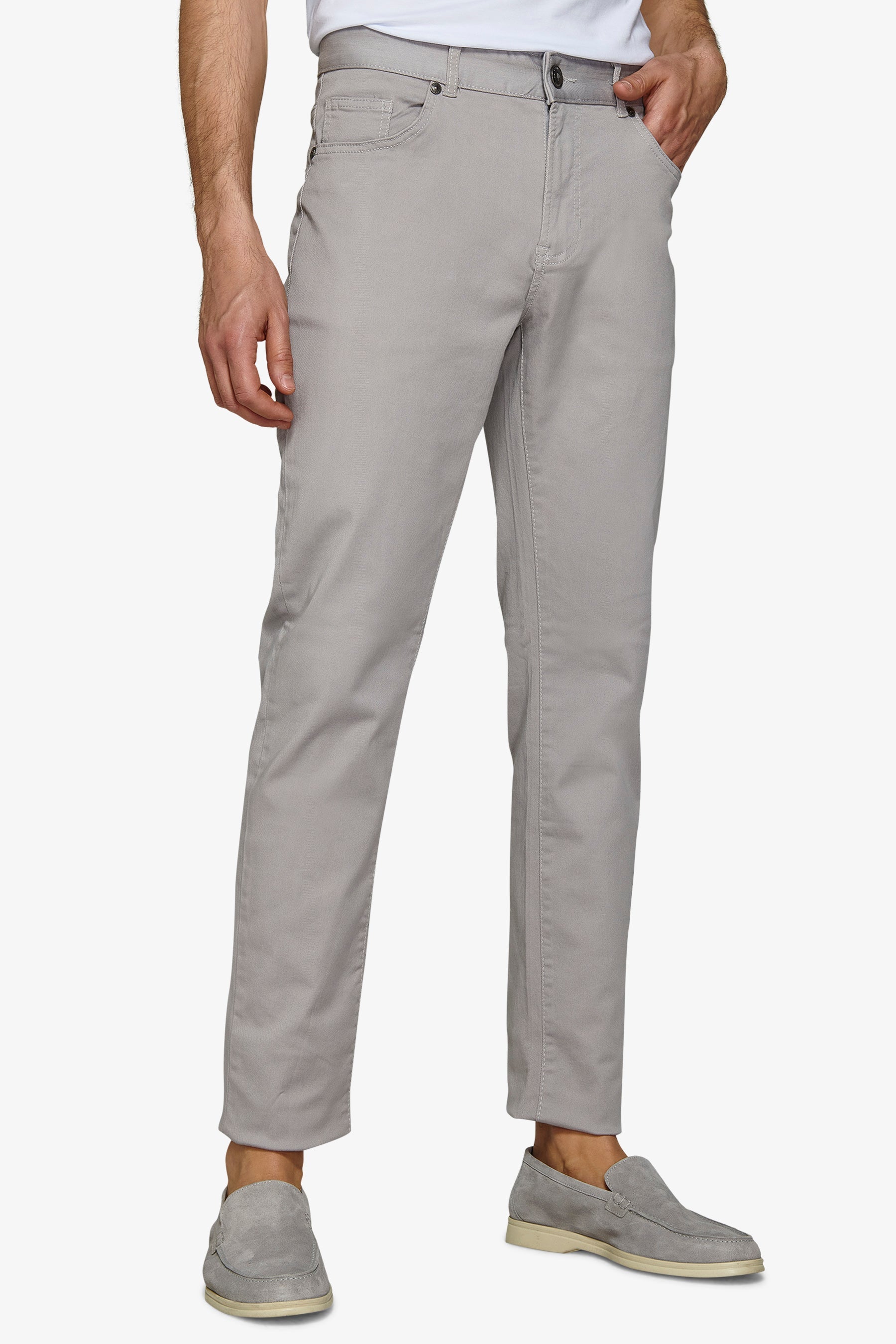 Pantalone 5 tasche stretch grigio-Dan John