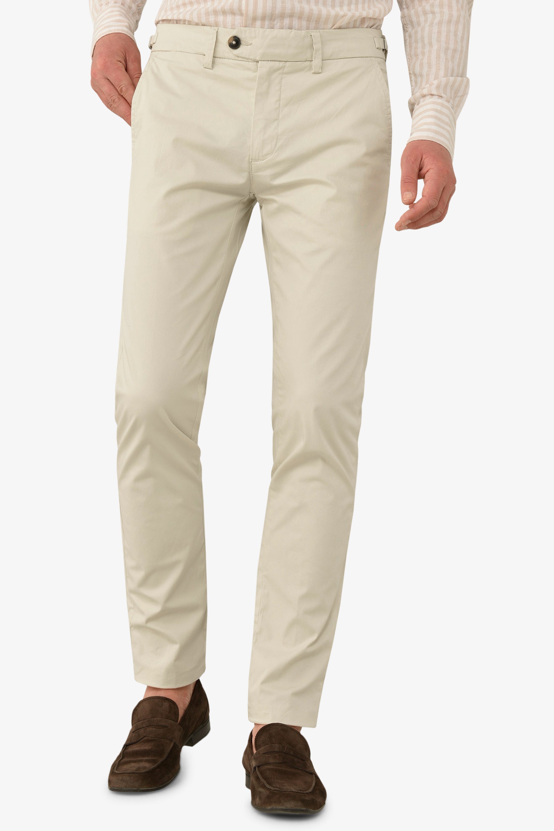 Pantalone chino armaturato crema slim-Dan John