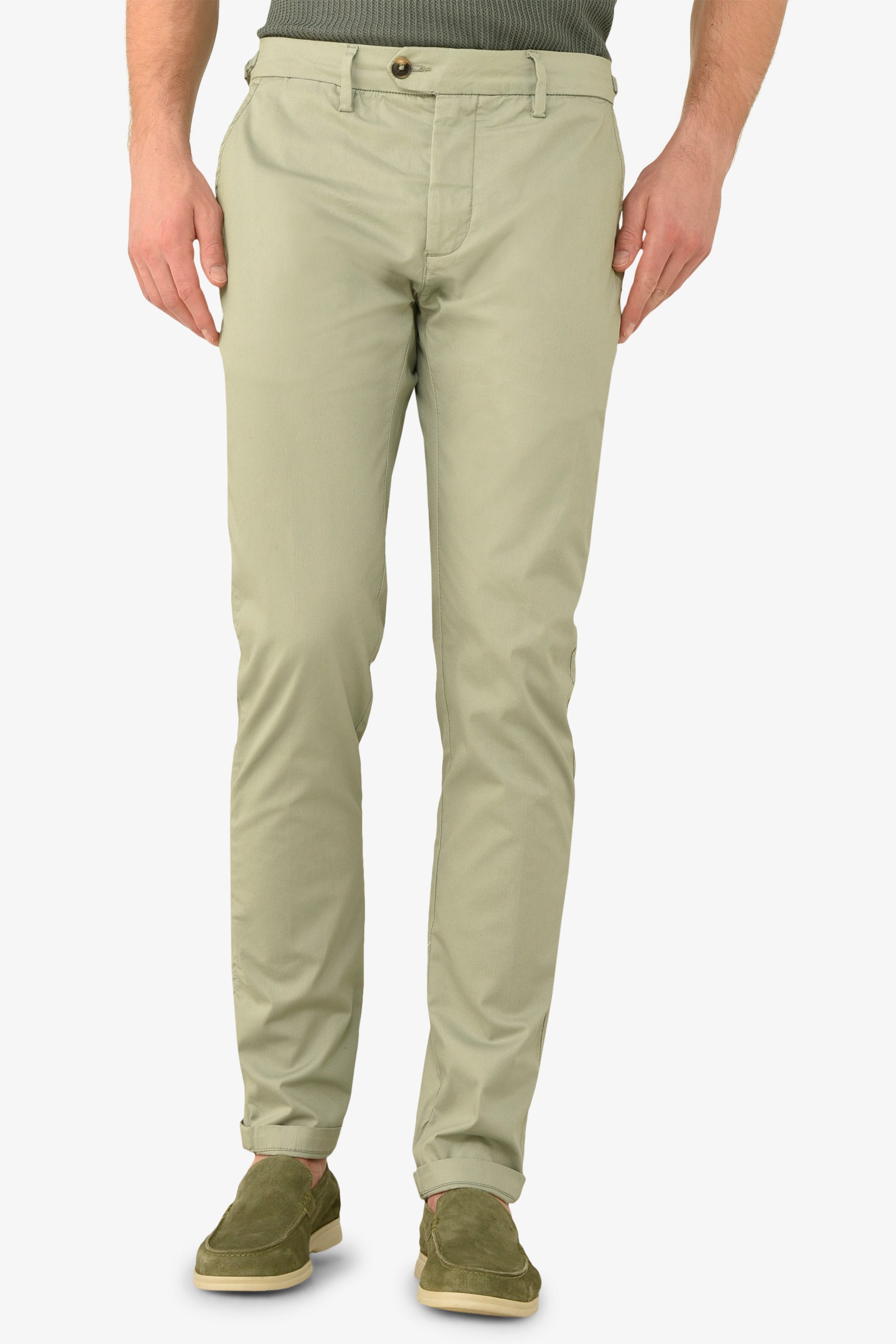 Pantalone chino armaturato salvia slim-Dan John