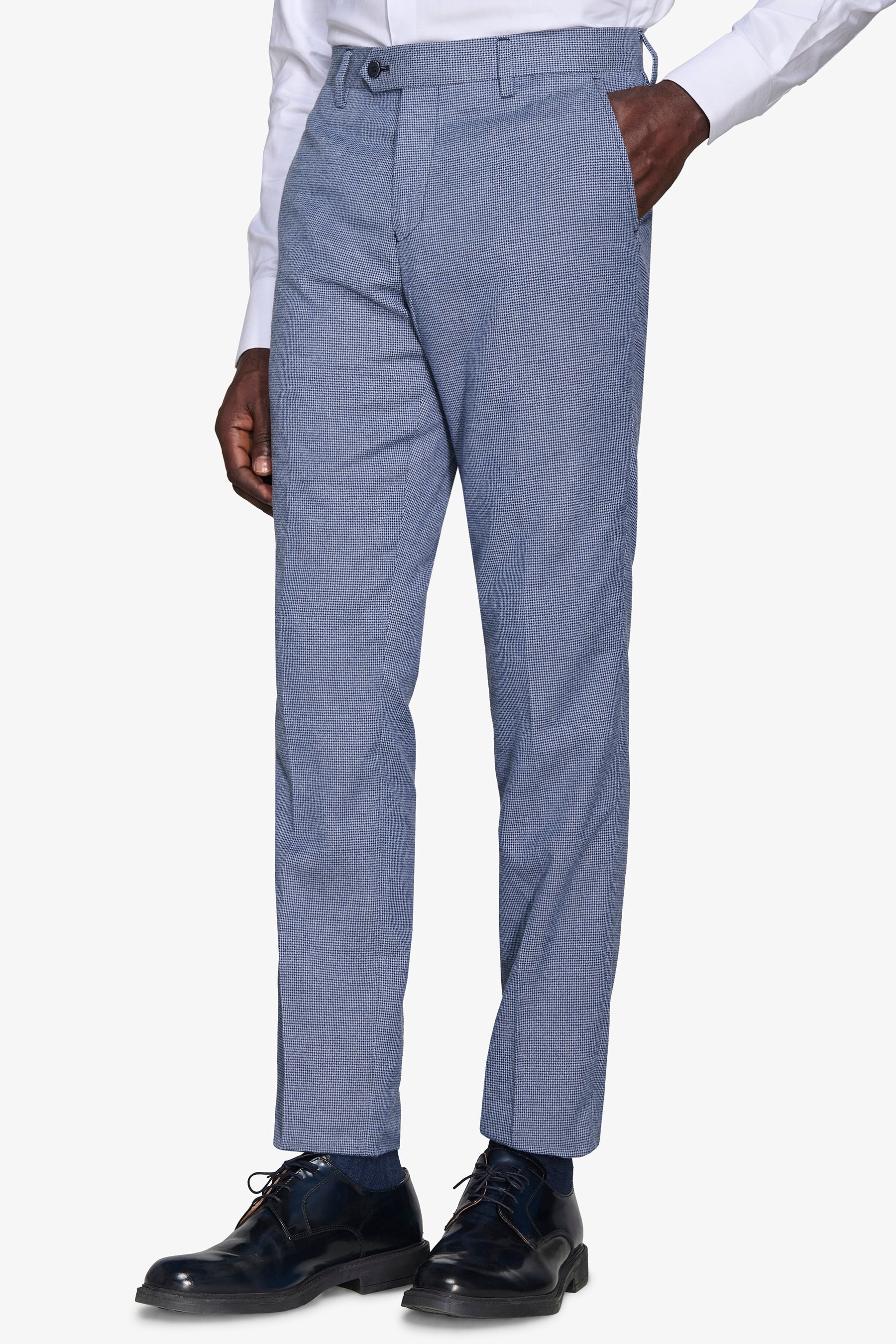 Pantaloni da abito Pied de Poule misto lana avion-Dan John