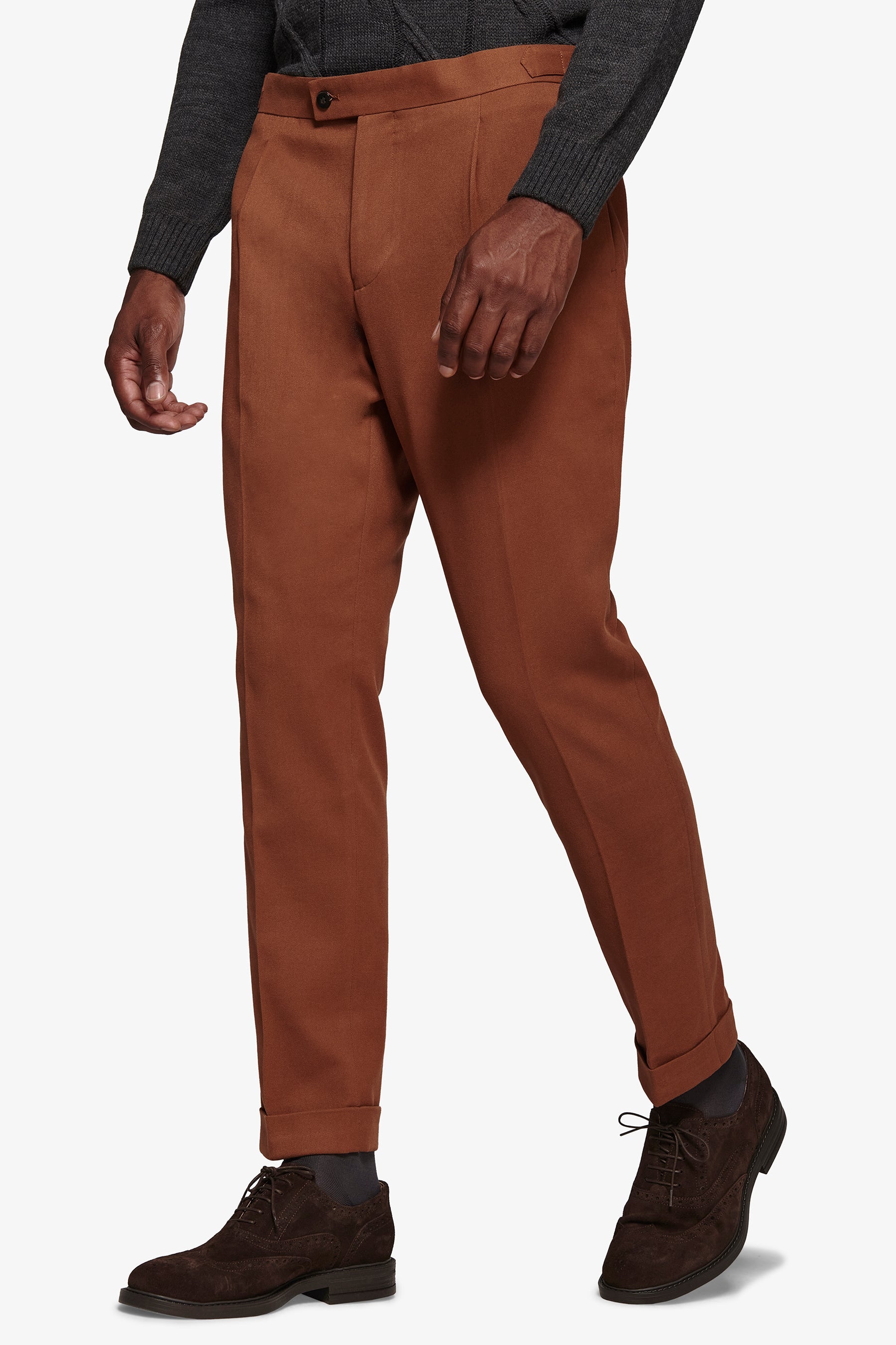 Pantaloni da abito con pinces e cinturini biscotto-Dan John