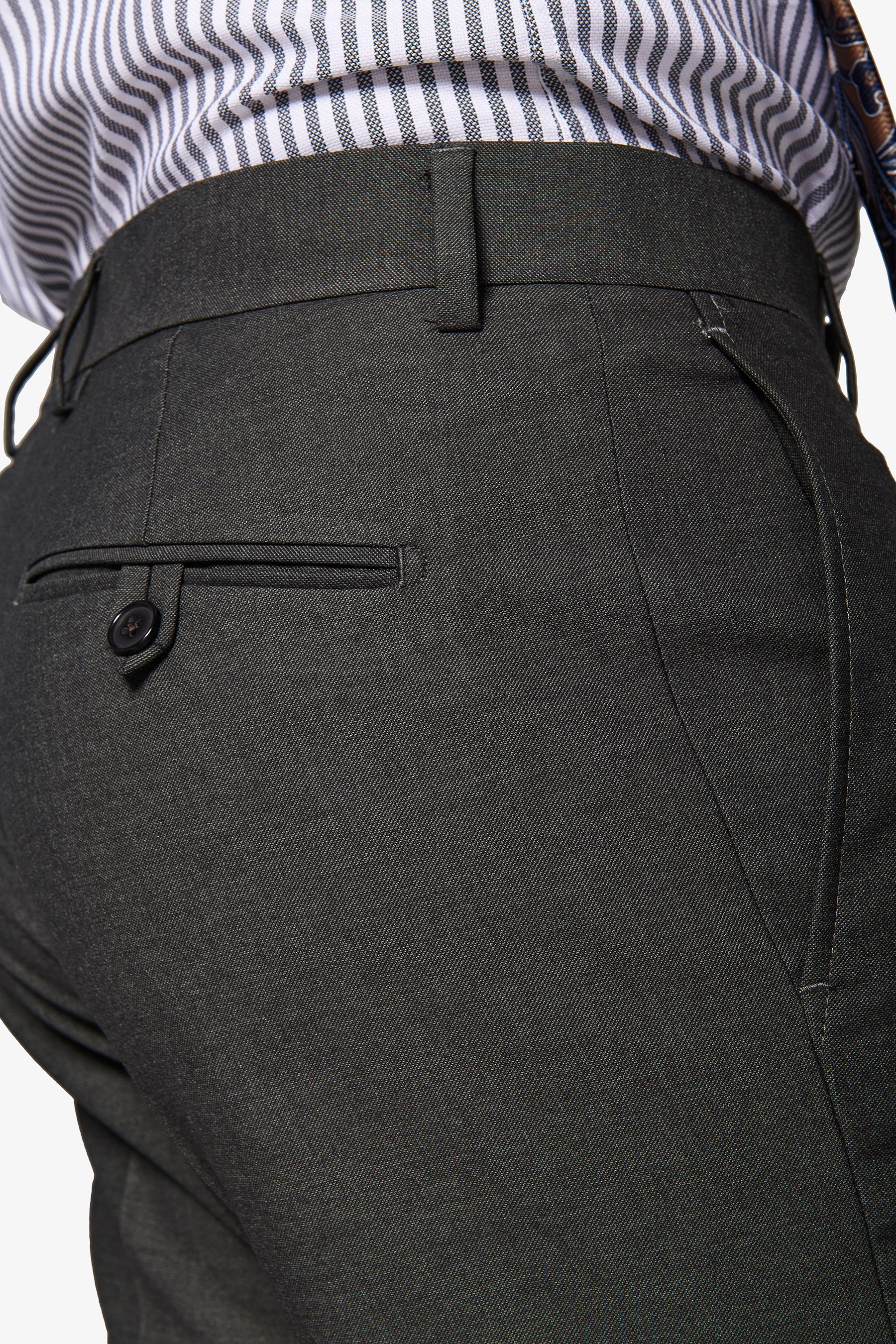 Pantalone da abito con pinces micro armaturato verde slim-Dan John