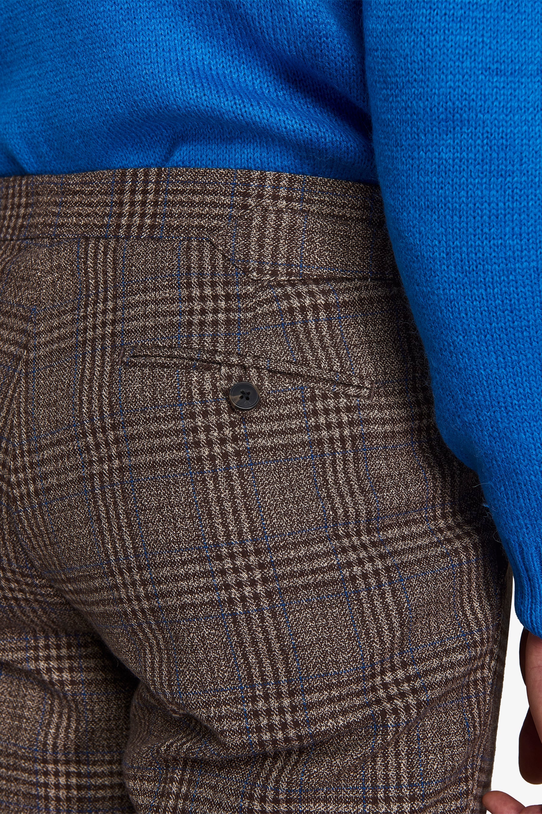 Pantaloni da abito fantasia overcheck castagna slim-Dan John